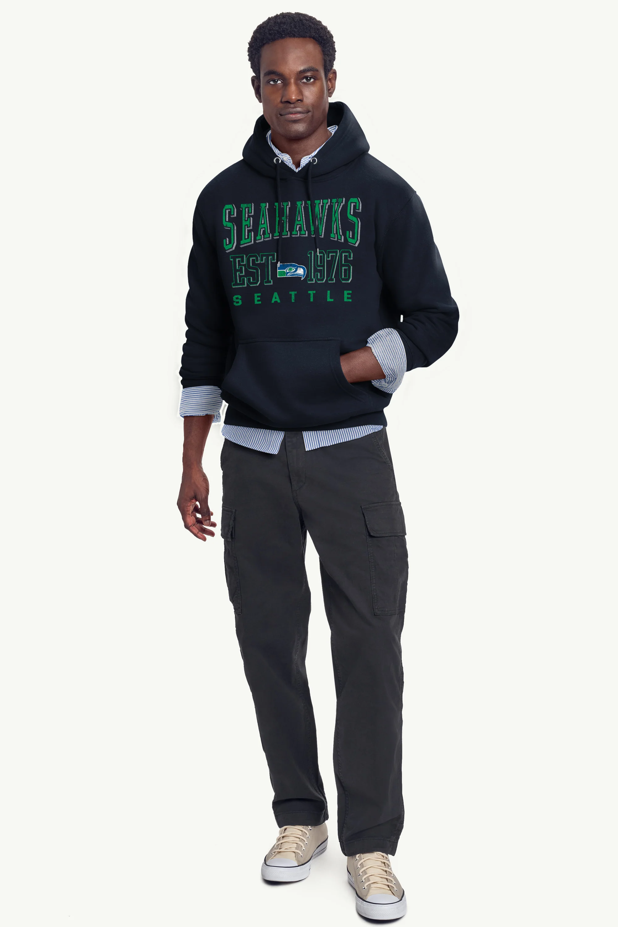 MENS SEATTLE SEAHAWKS RETRO HOODIE - Image 2