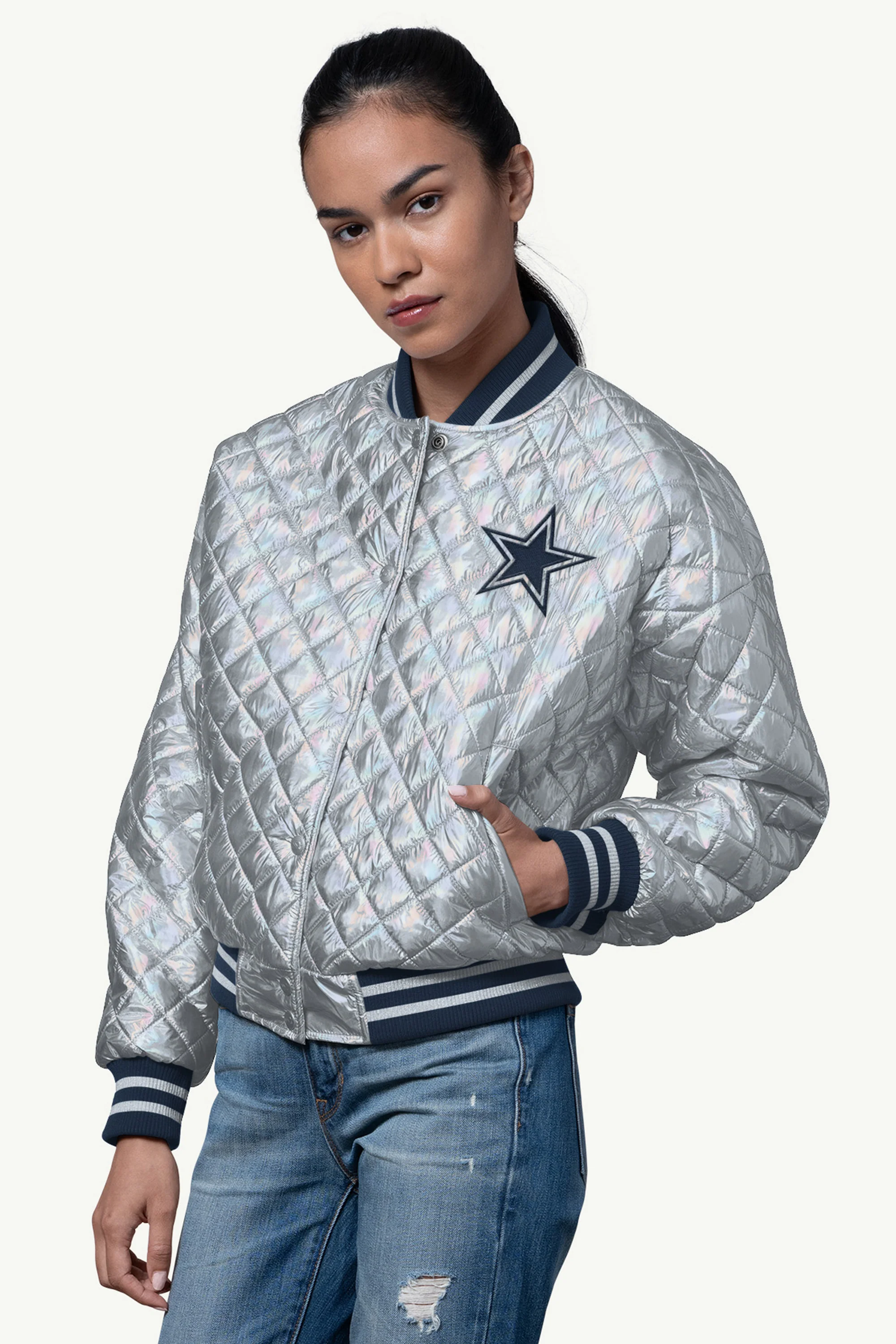WOMENS DALLAS COWBOYS BLOWOUT METALLIC JACKET