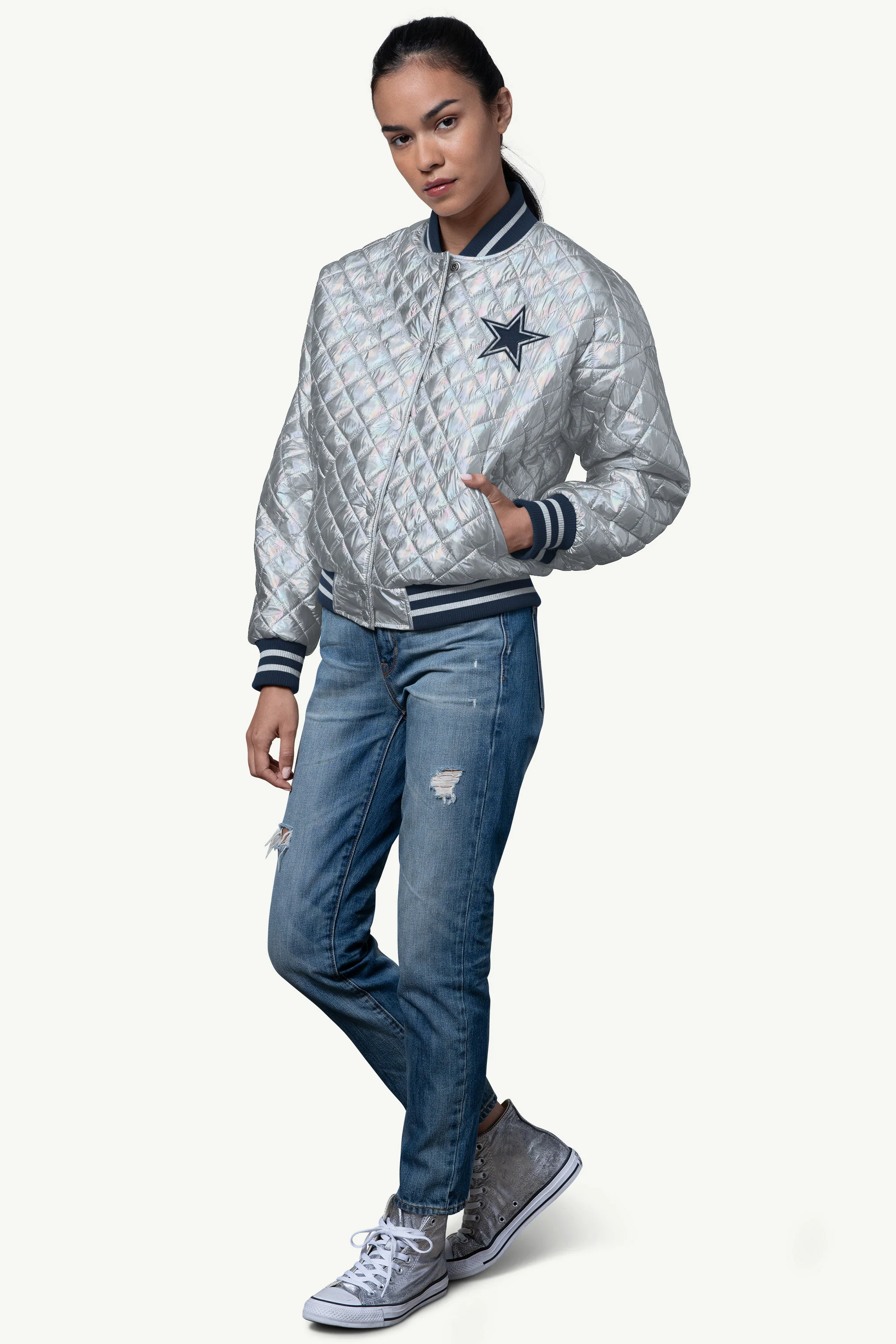 WOMENS DALLAS COWBOYS BLOWOUT METALLIC JACKET - Image 3
