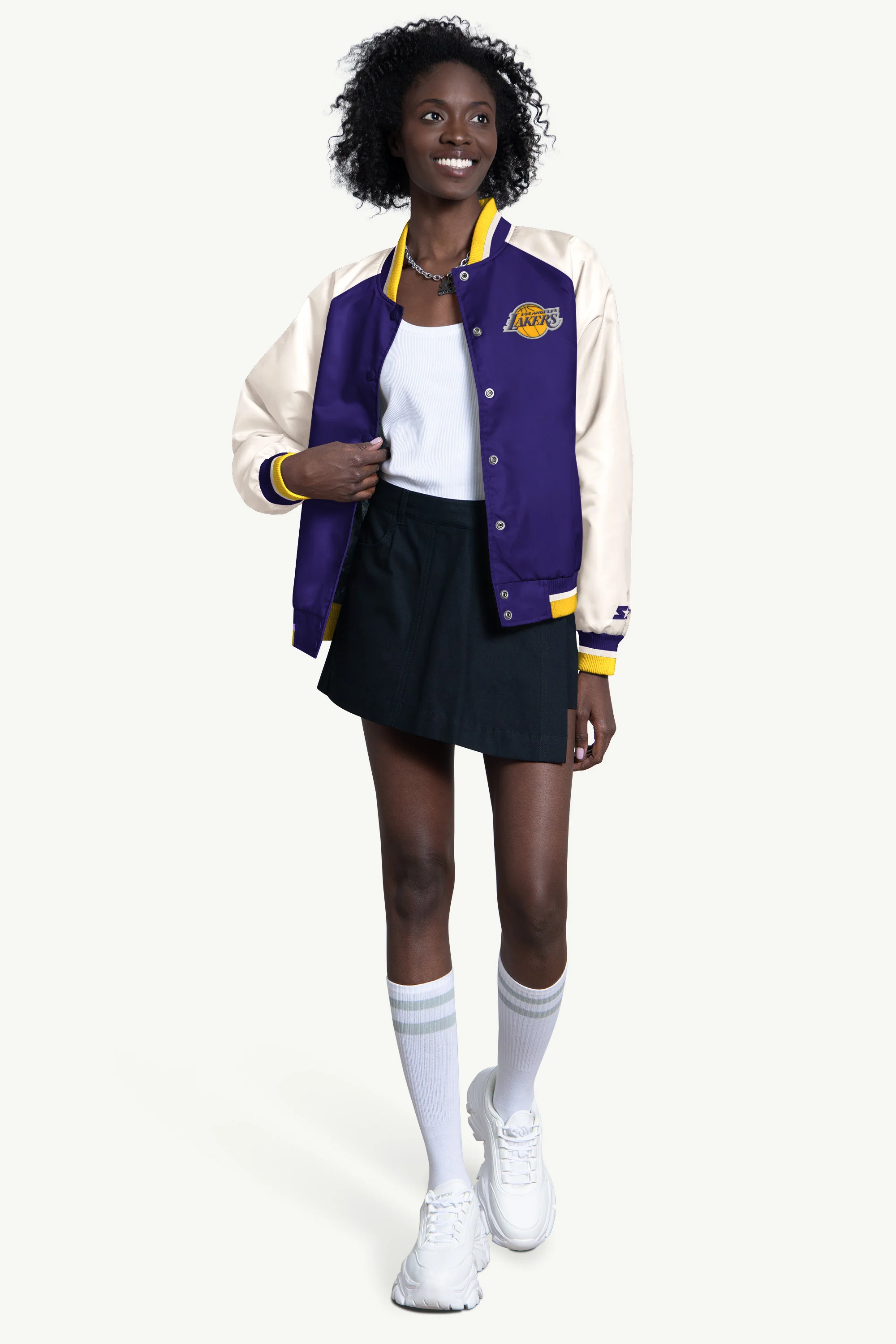 WOMENS LA LAKERS LAKERS BLITZ VARSITY JACKET - Image 4