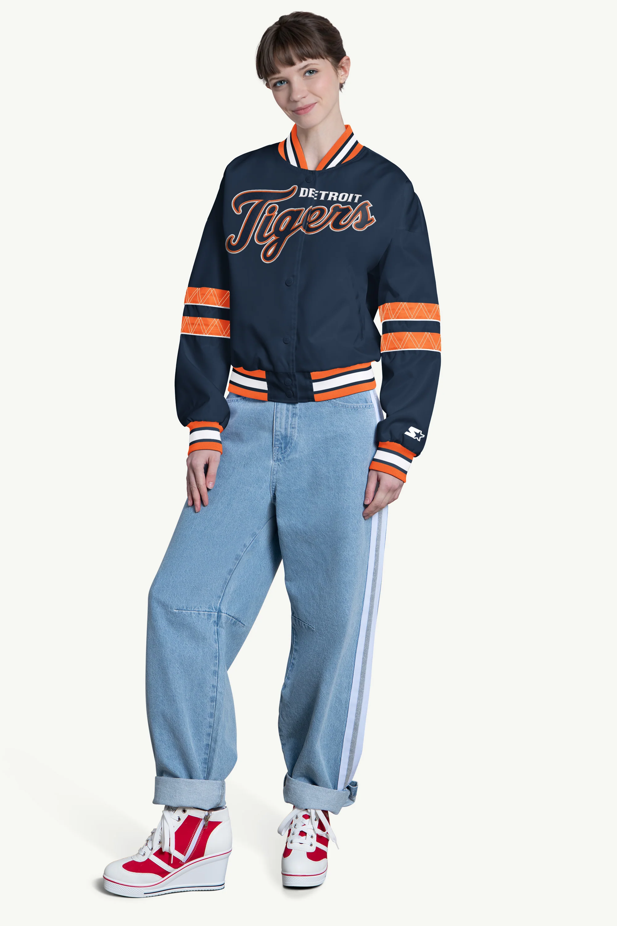 WOMENS DETROIT TIGERS INTERCEPTION VARSITY JACKET - Image 4
