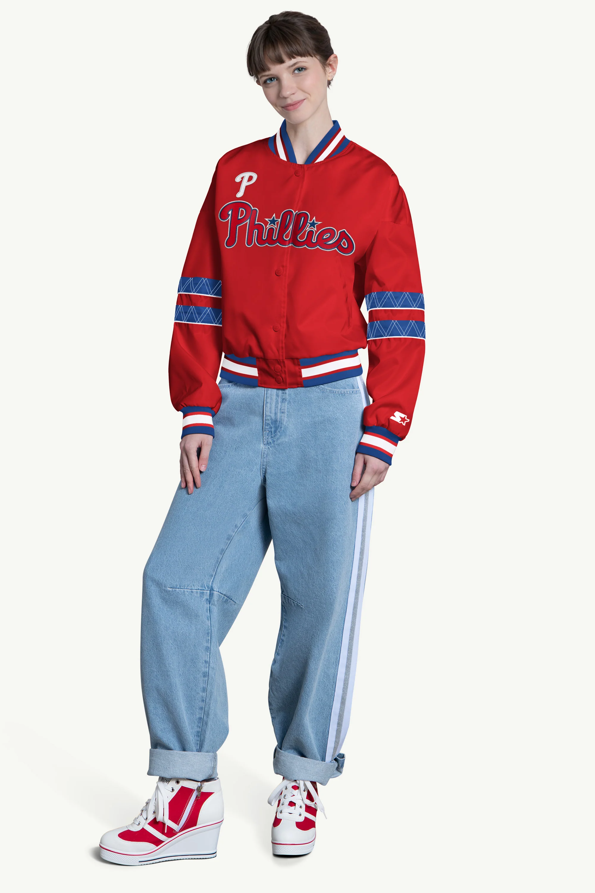 WOMENS PHILADELPHIA PHILLIES INTERCEPTION VARSITY JACKET - Image 3