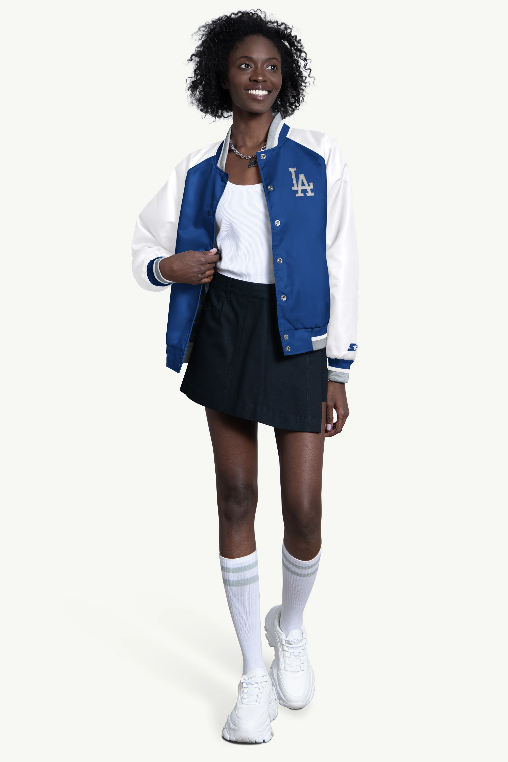 WOMENS LOS ANGELES DODGERS BLITZ VARSITY JACKET - Image 4