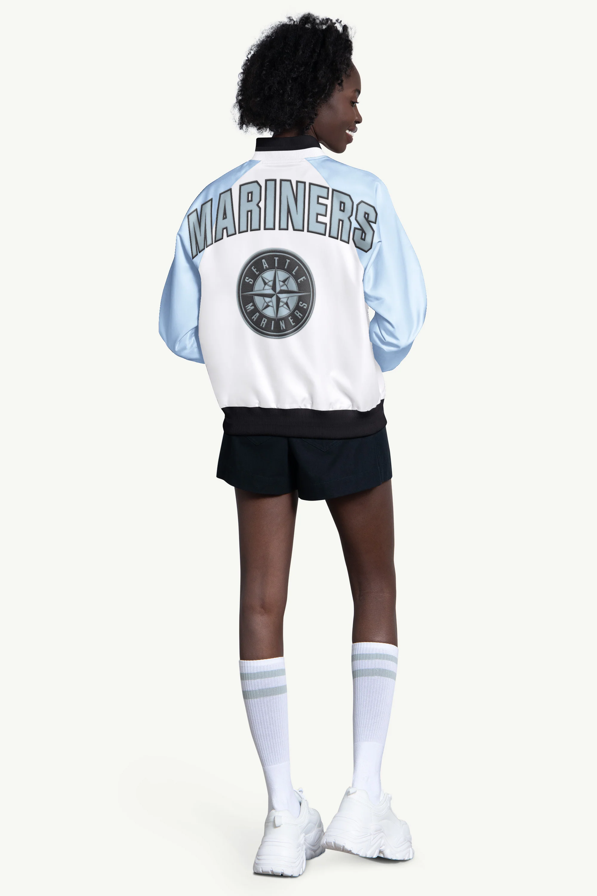 WOMENS SEATTLE MARINERS BLITZ VARSITY JACKET - Image 2