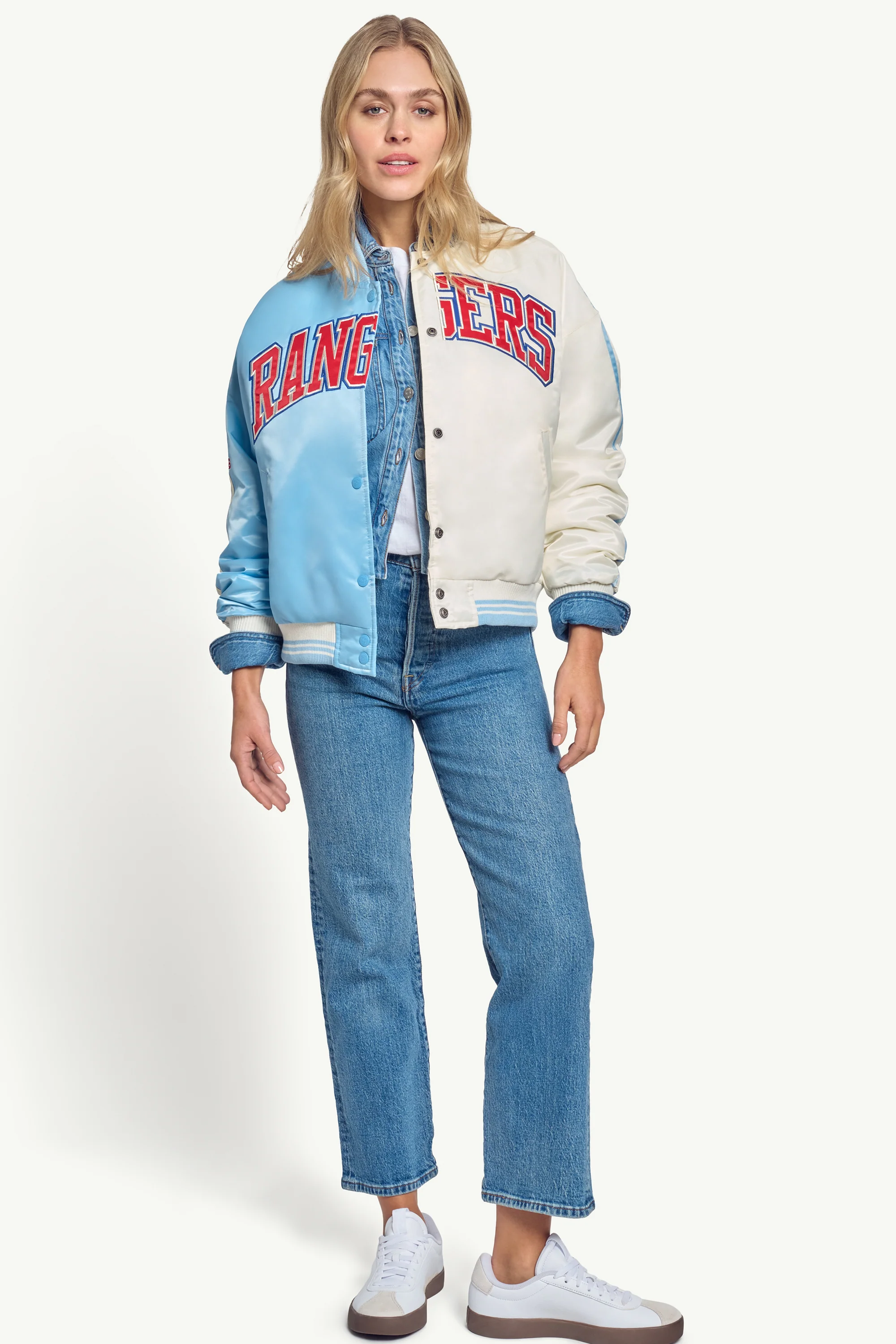 WOMENS TEXAS RANGERS SATIN VARSITY JACKET - Image 4