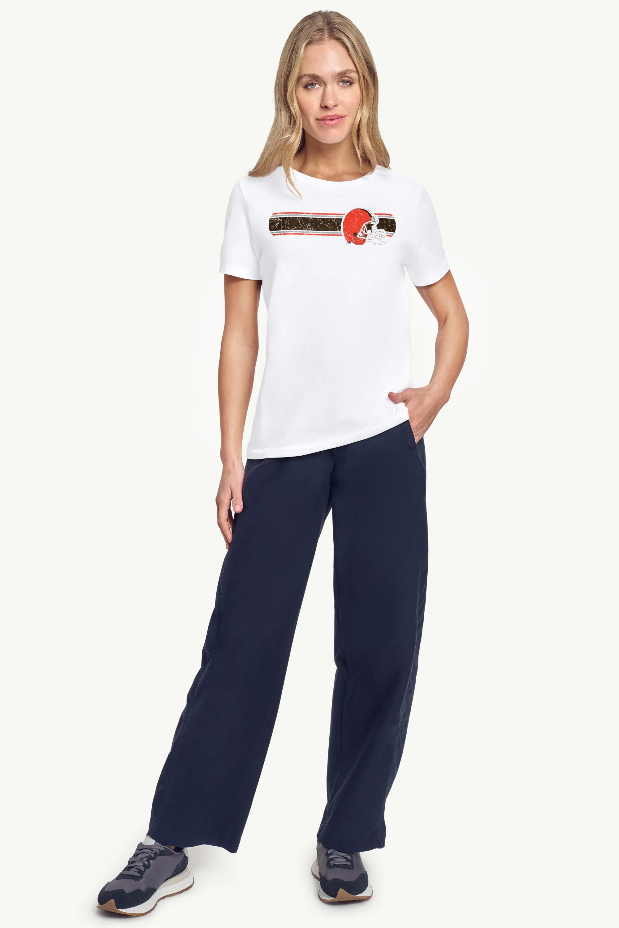 WOMENS CLEVELAND BROWNS STRIPE T SHIRT - Image 2