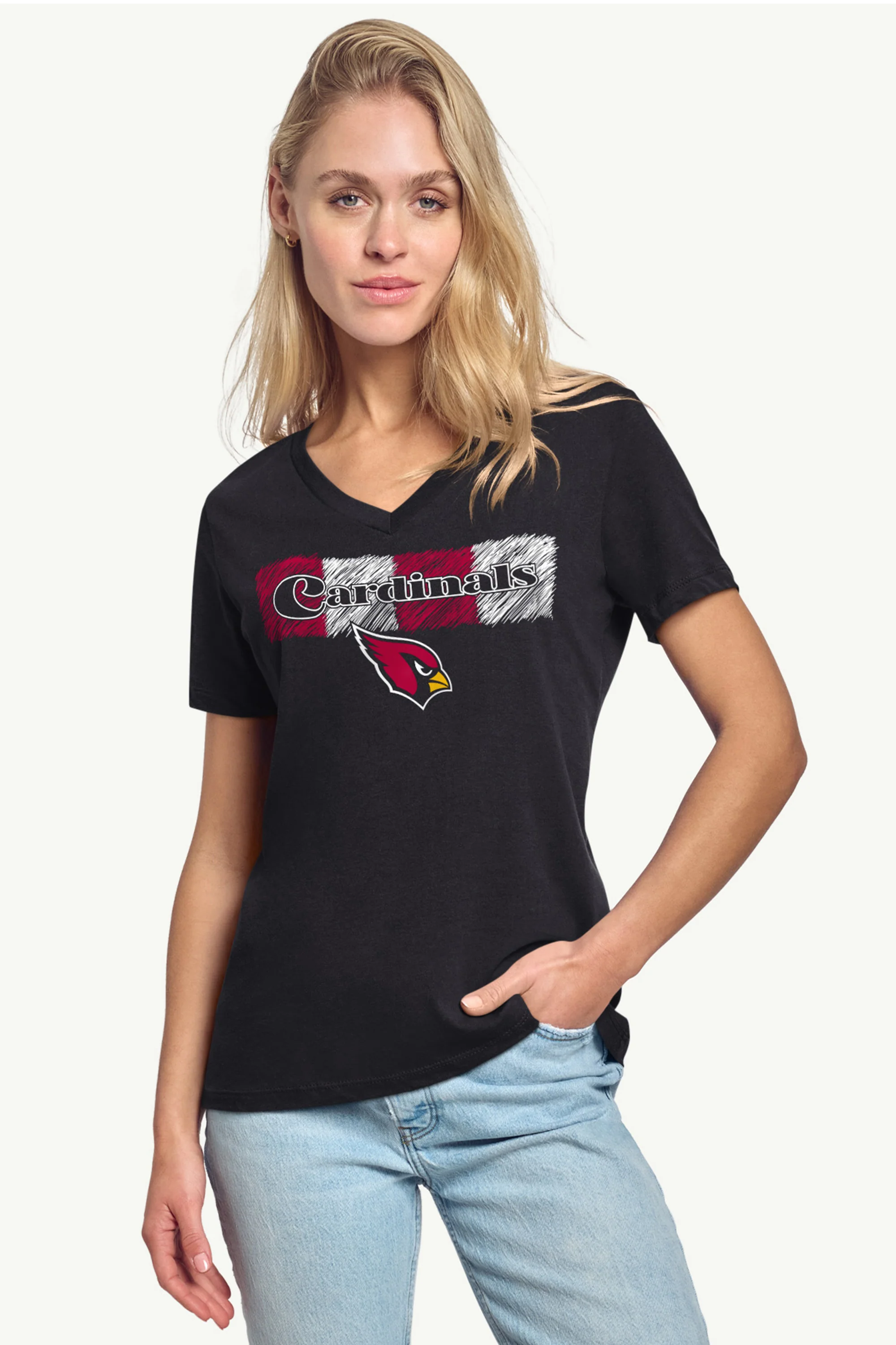 WOMENS ARIZONA CARDINALS COLOR SHADING V-NECK T SHIRT - Image 2