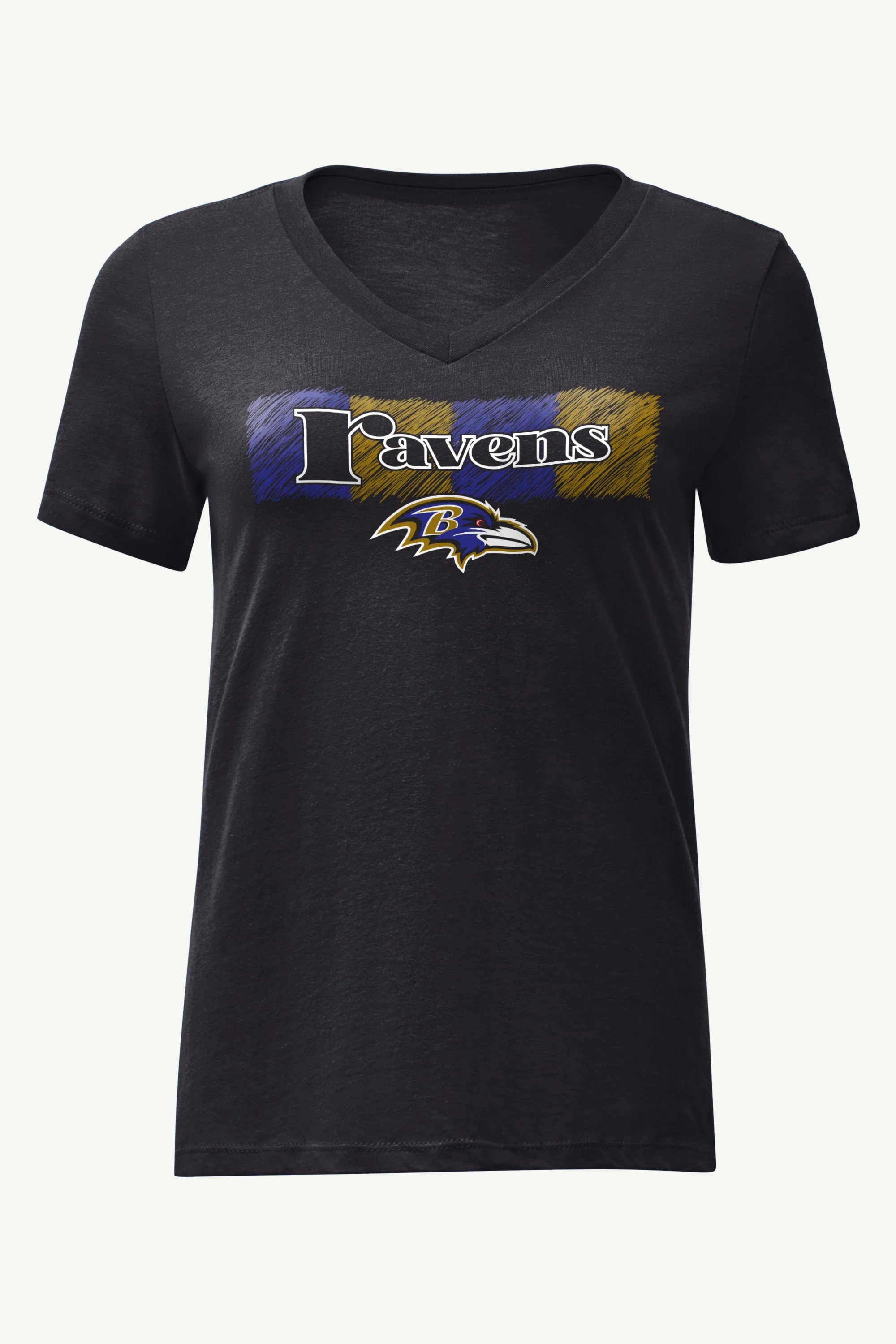 WOMENS BALTIMORE RAVENS COLOR SHADING V-NECK T SHIRT