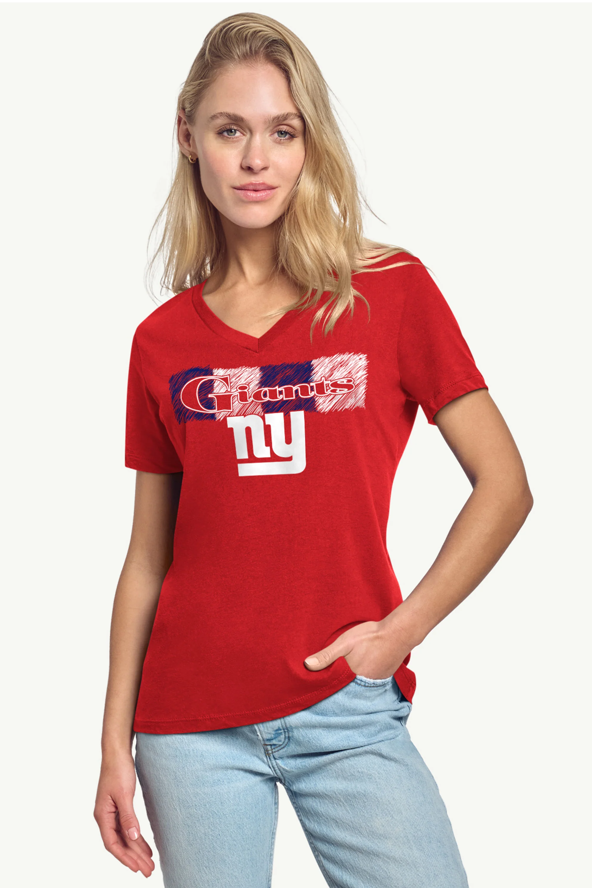 WOMENS NEW YORK GIANTS COLOR SHADING V-NECK T SHIRT - Image 2