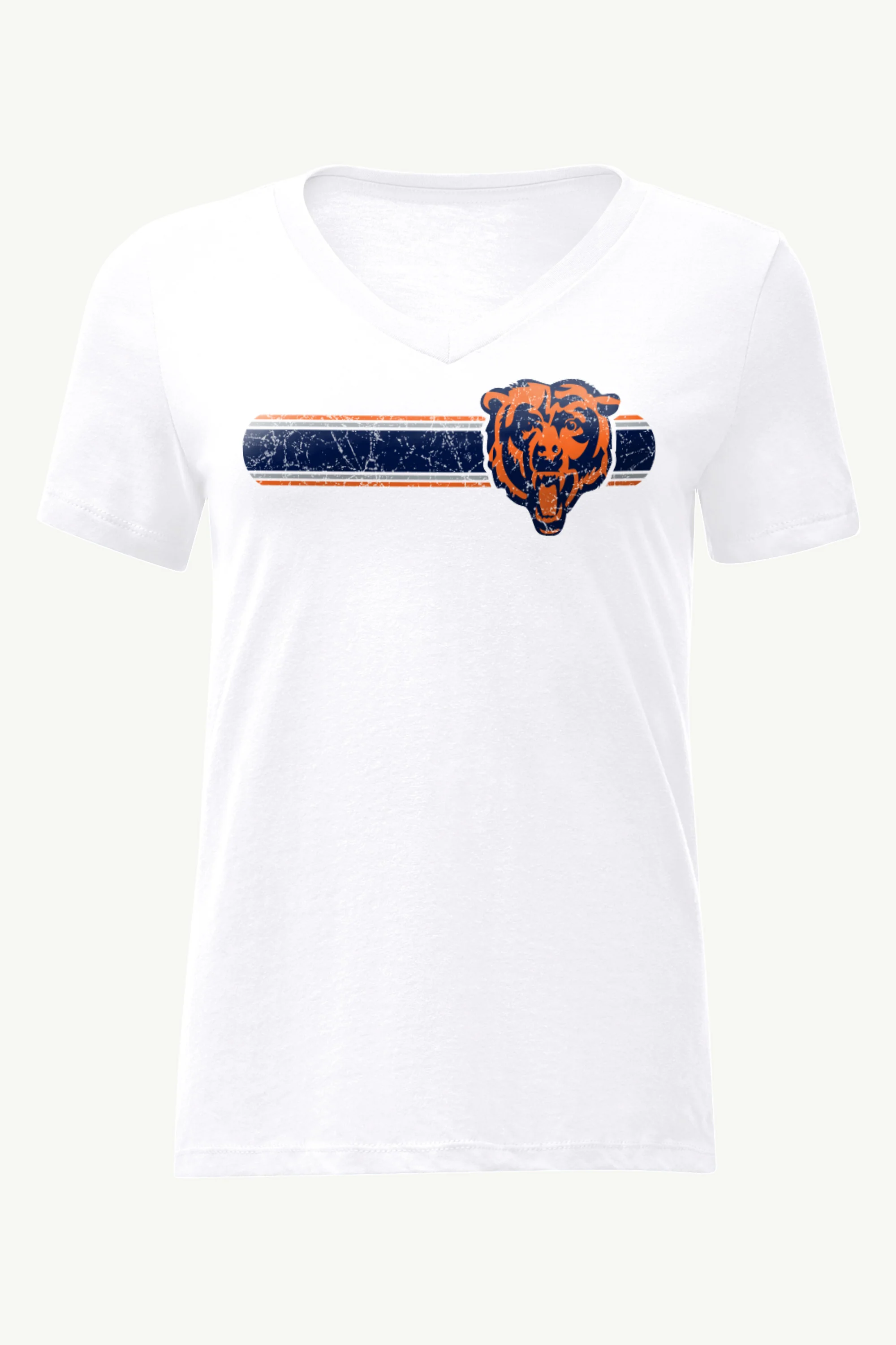 WOMENS CHICAGO BEARS STRIPE V-NECK T SHIRT