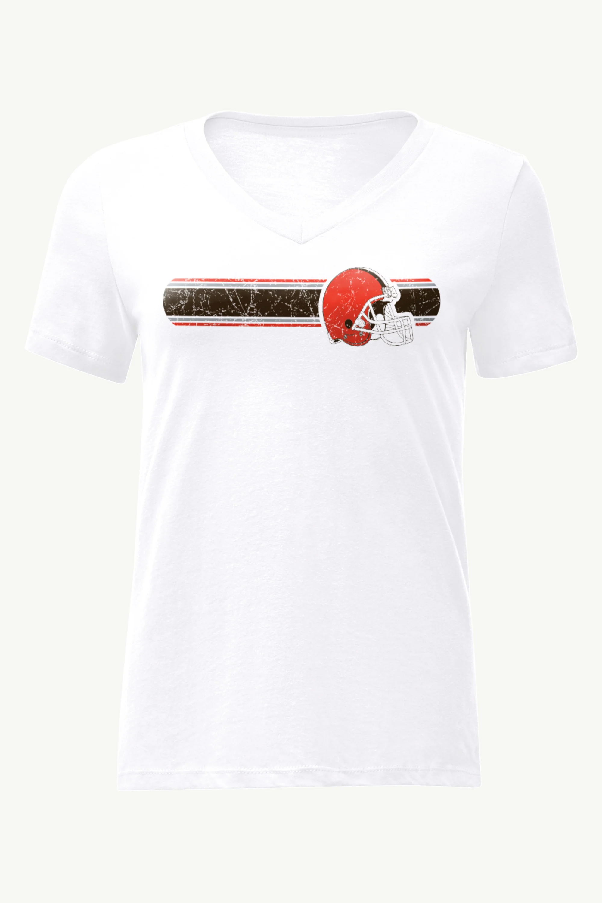 WOMENS CLEVELAND BROWNS STRIPE V-NECK T SHIRT