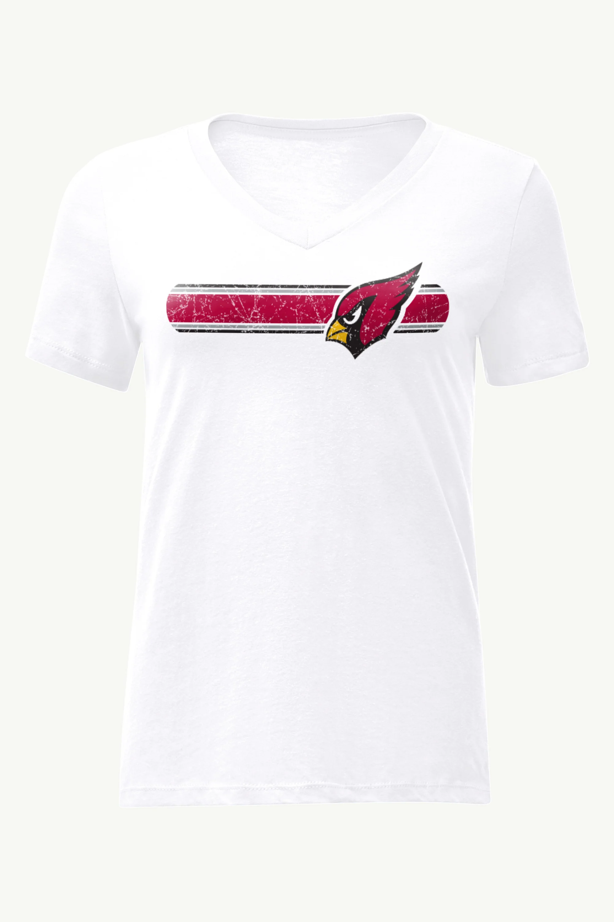 WOMENS ARIZONA CARDINALS STRIPE V-NECK T SHIRT