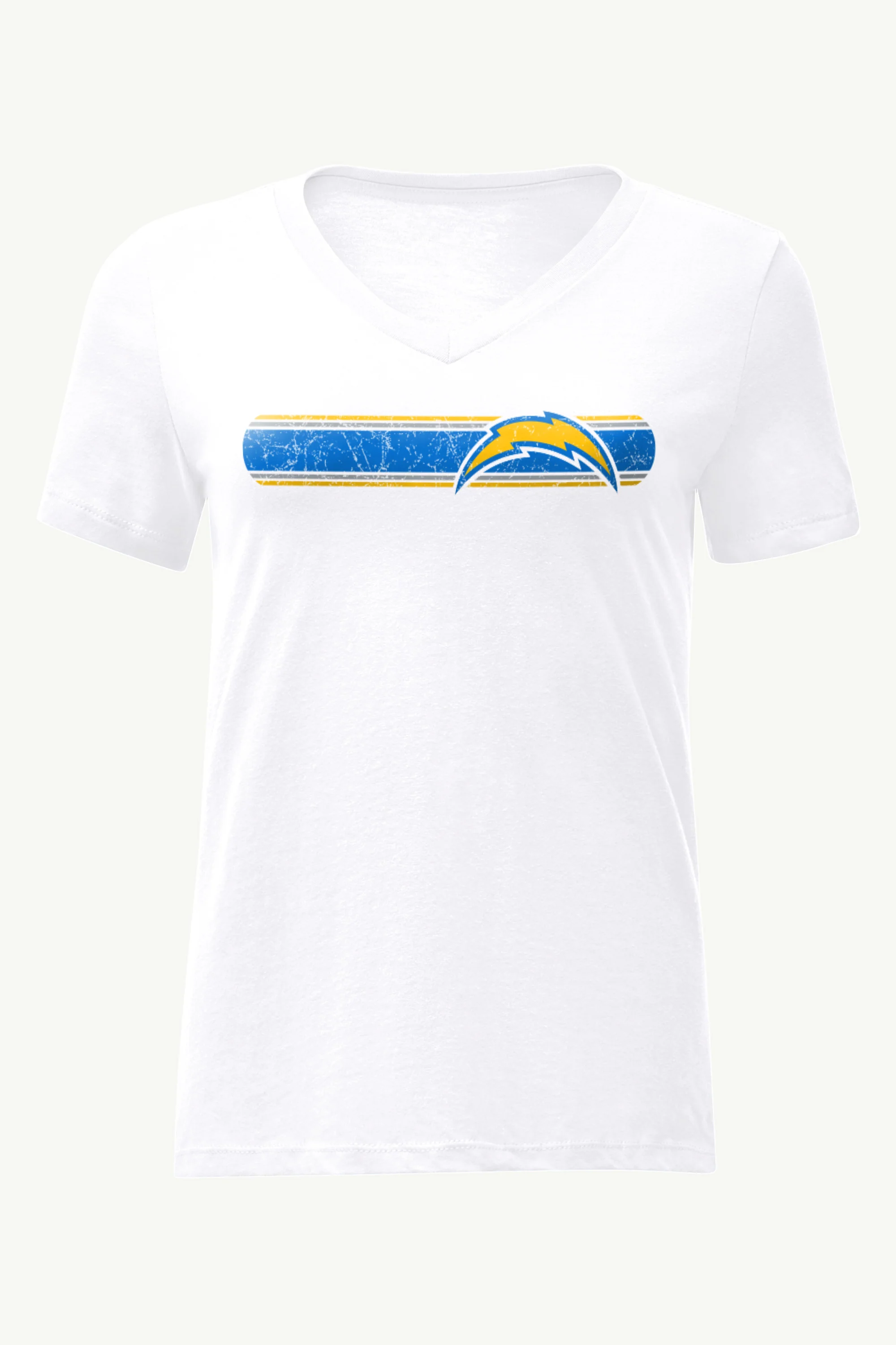WOMENS LOS ANGELES CHARGERS STRIPE V-NECK T SHIRT