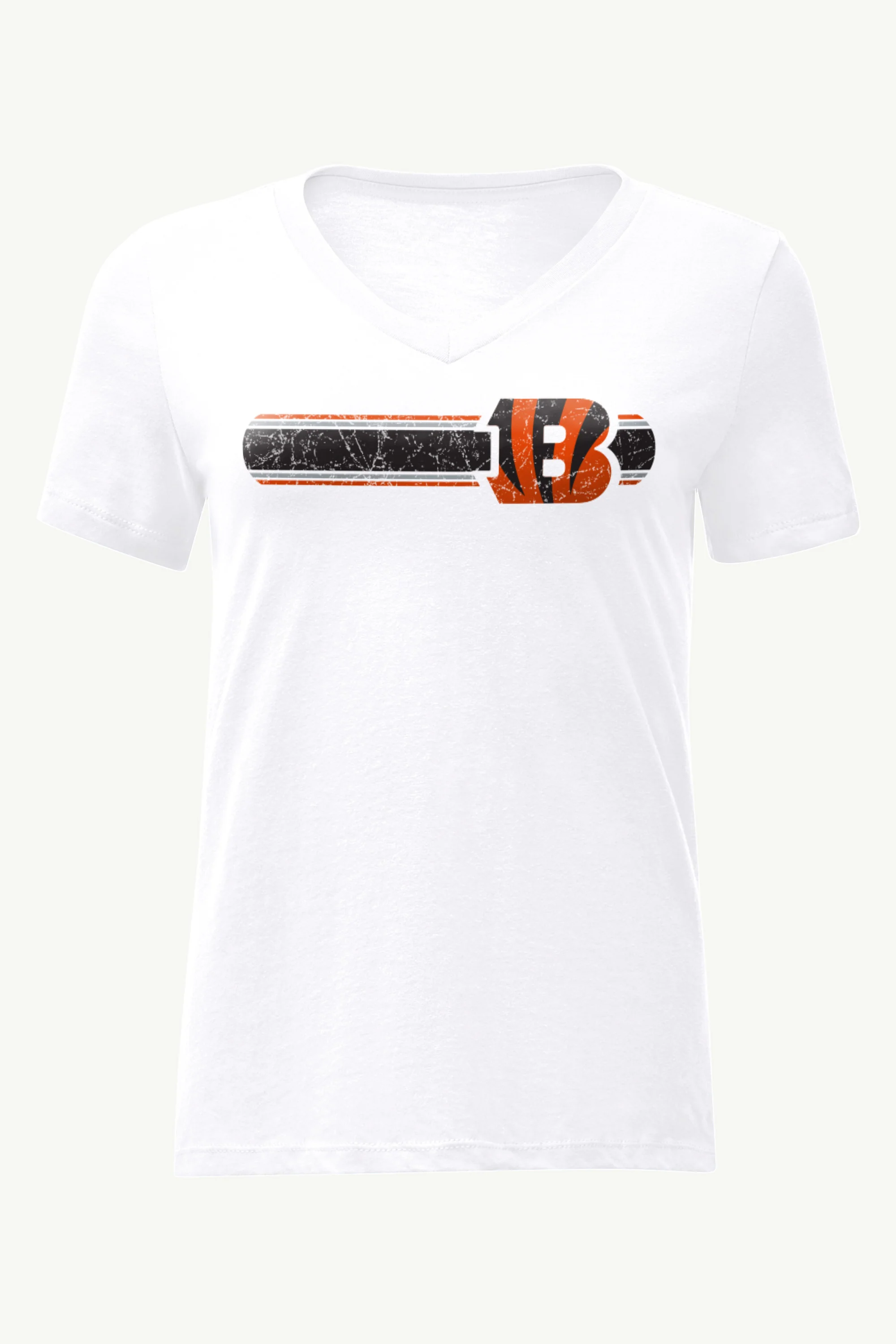 WOMENS CINCINATI BENGALS STRIPE V-NECK T SHIRT