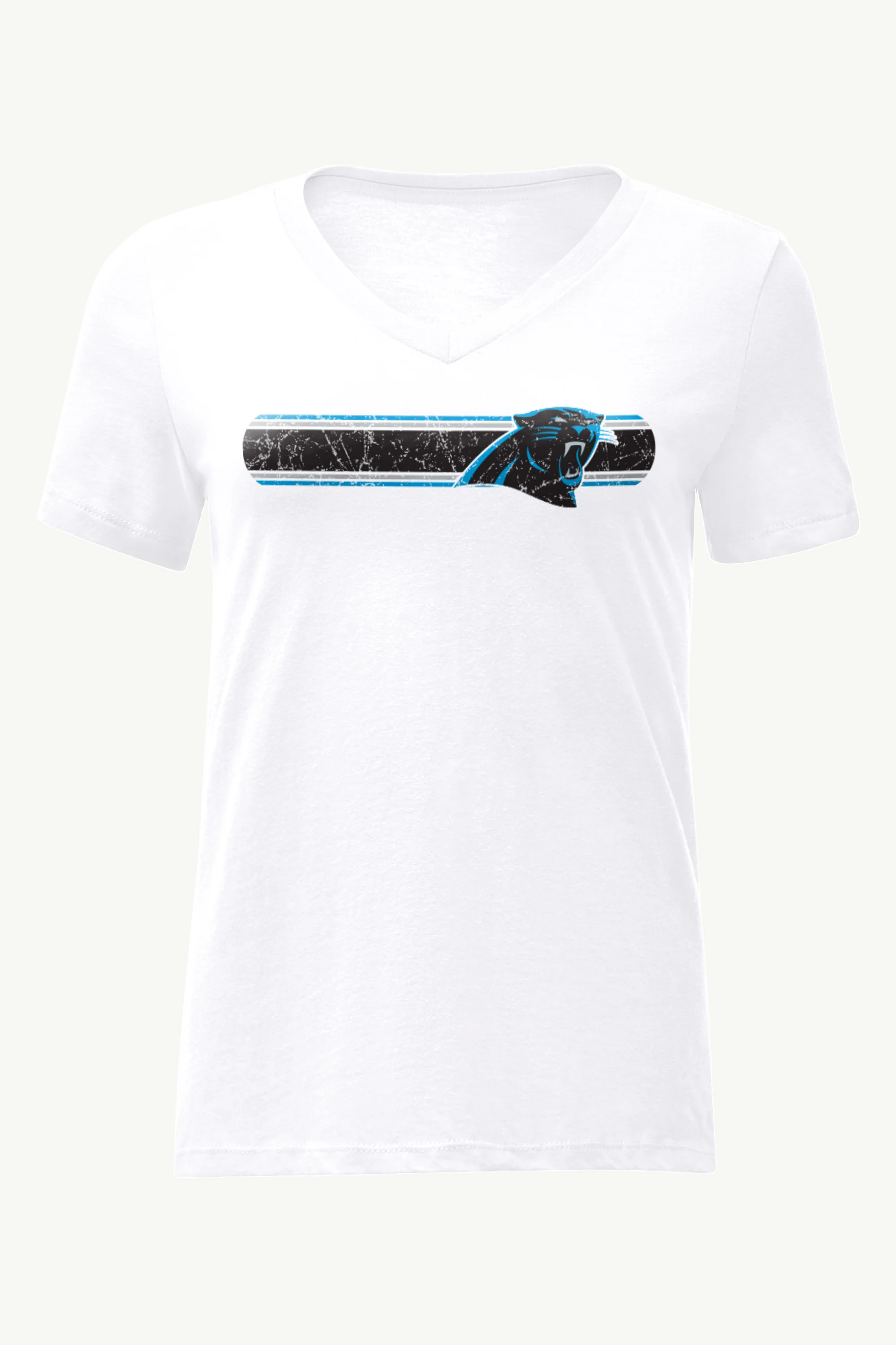 WOMENS CAROLINA PANTHERS STRIPE V-NECK T SHIRT