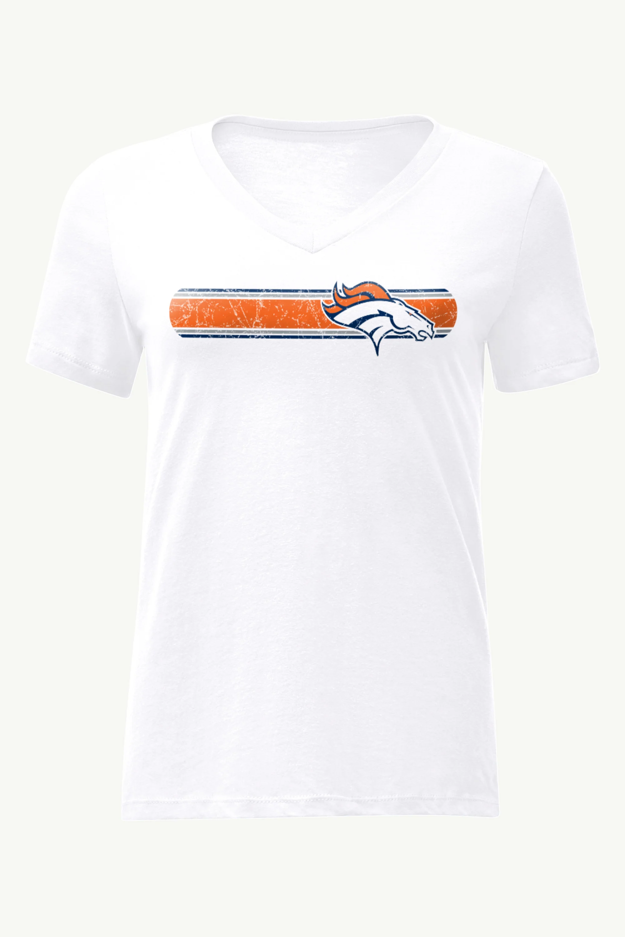 WOMENS DENVER BRONCOS STRIPE V-NECK T SHIRT