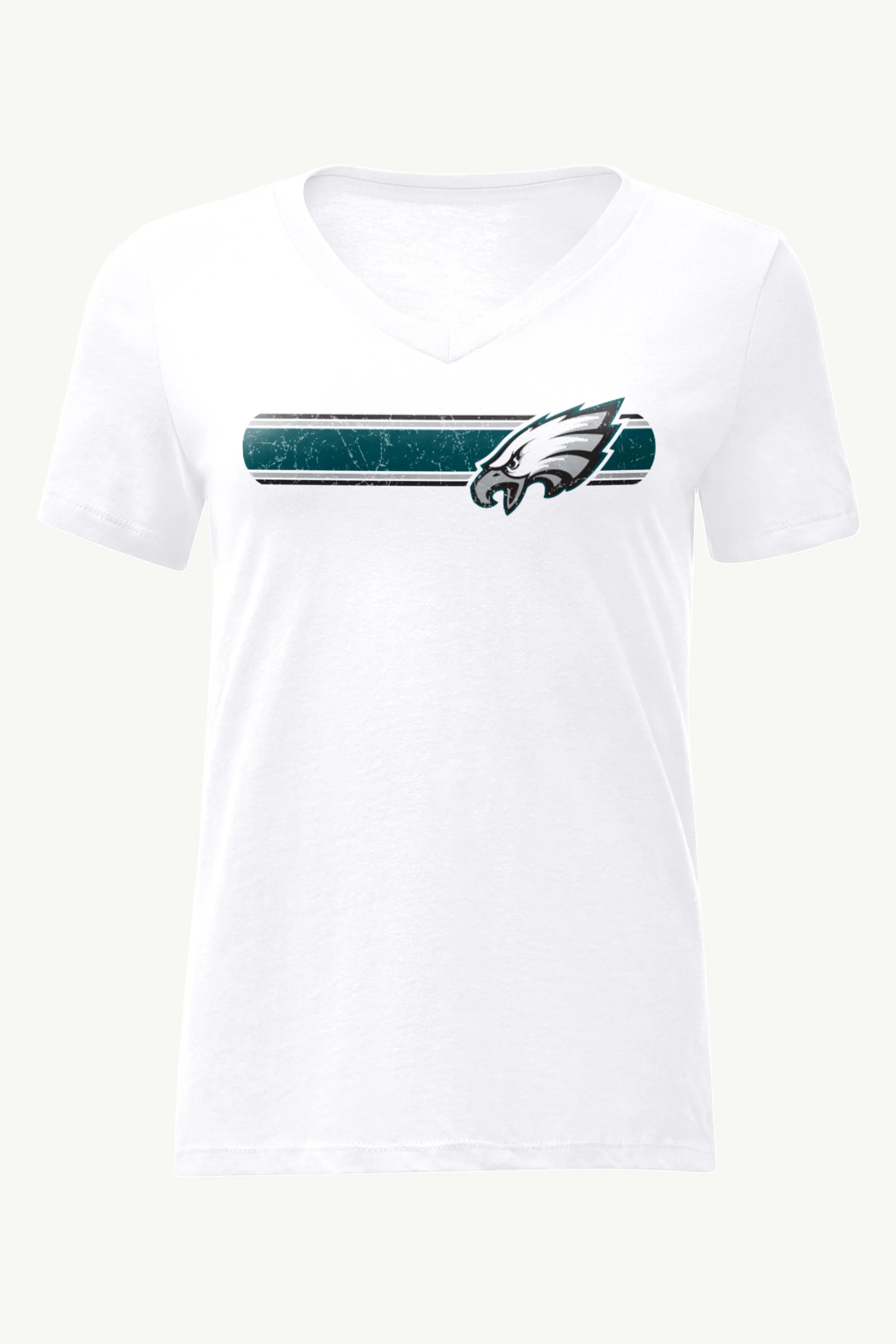 WOMENS PHILADELPHIA EAGLES STRIPE V-NECK T SHIRT
