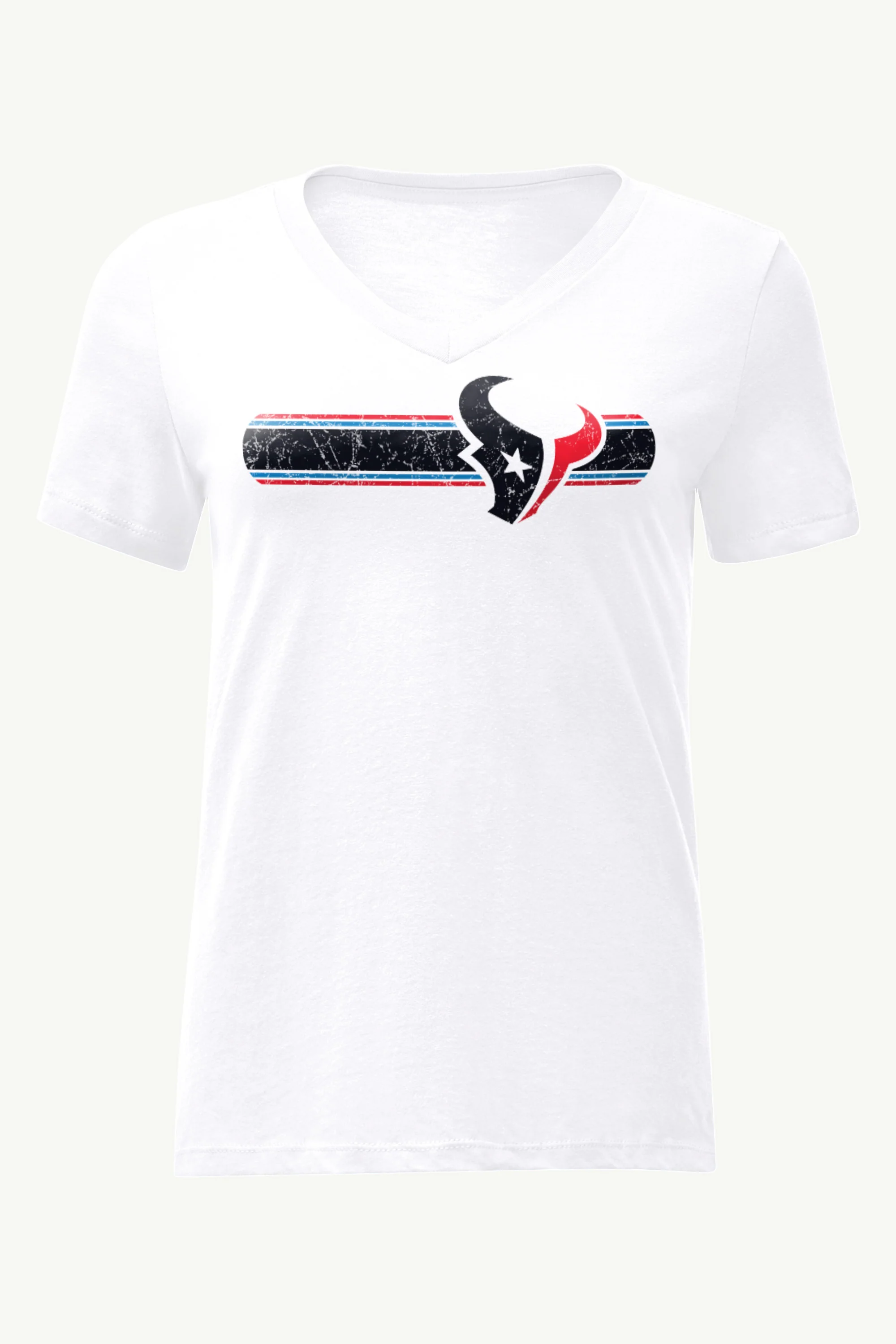WOMENS HOUSTON TEXANS STRIPE V-NECK T SHIRT
