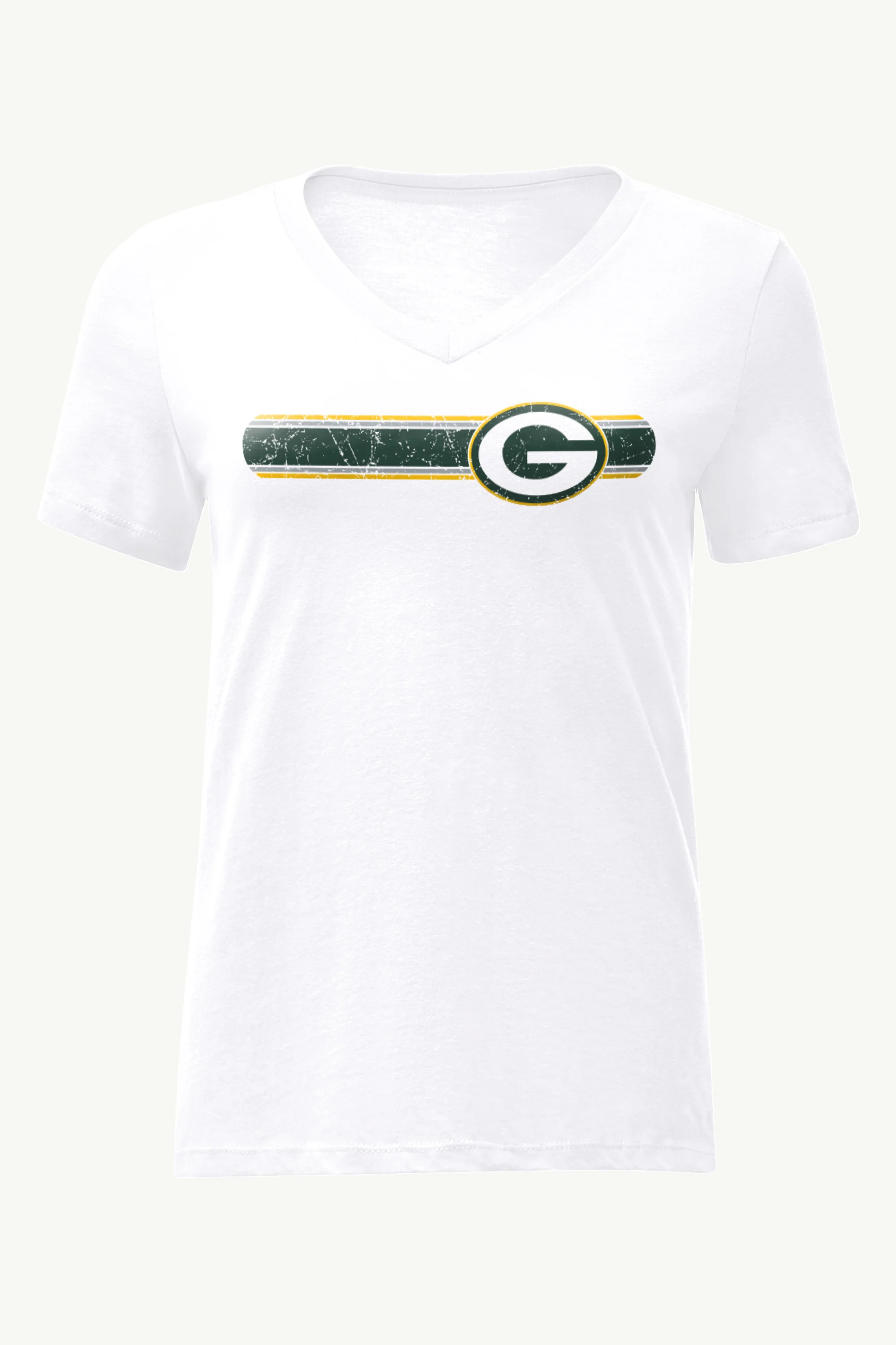 WOMENS GREEN BAY PACKERS STRIPE V-NECK T SHIRT