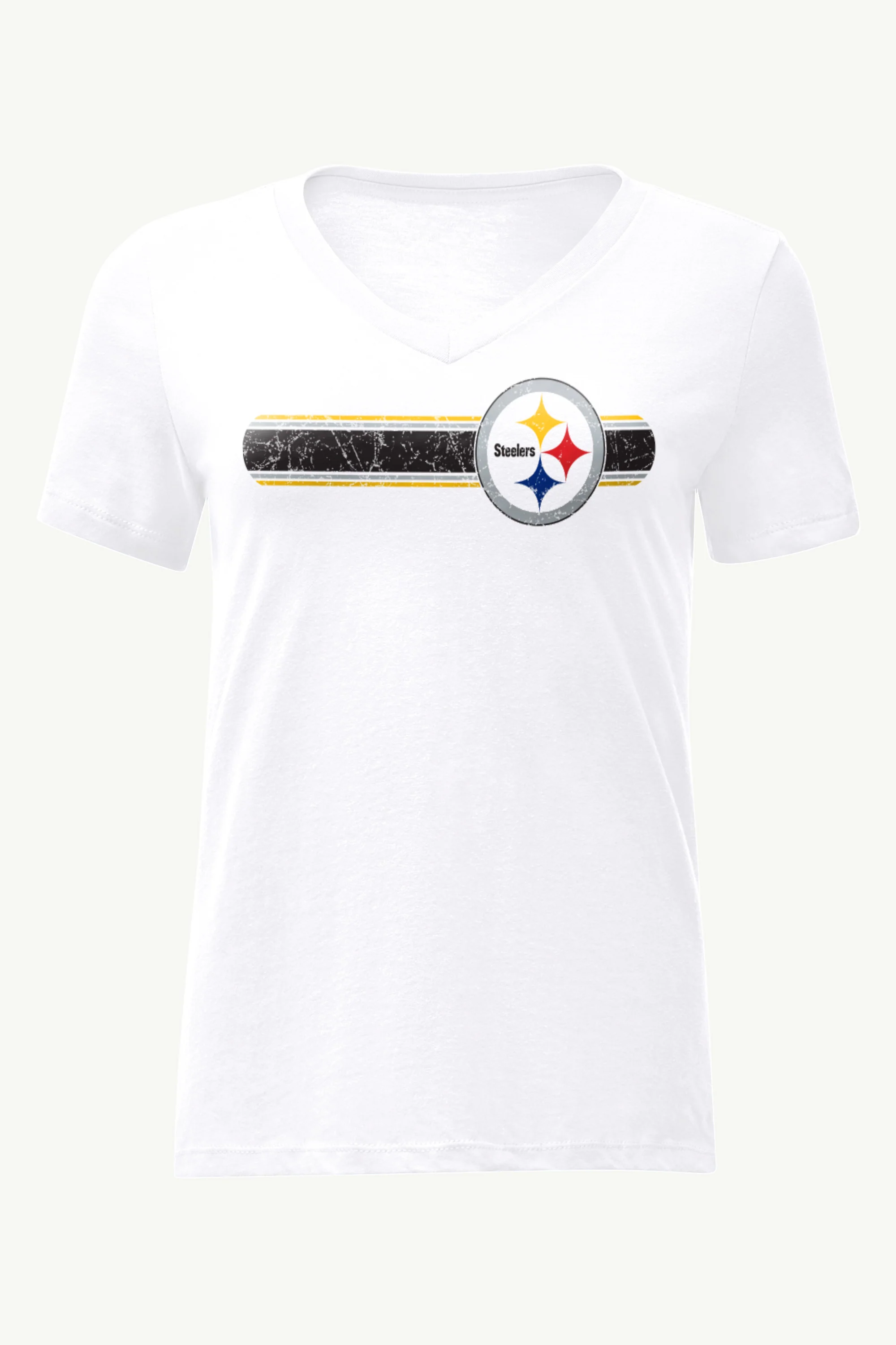 WOMENS PITTSBURGH STEELERS STRIPE V-NECK T SHIRT