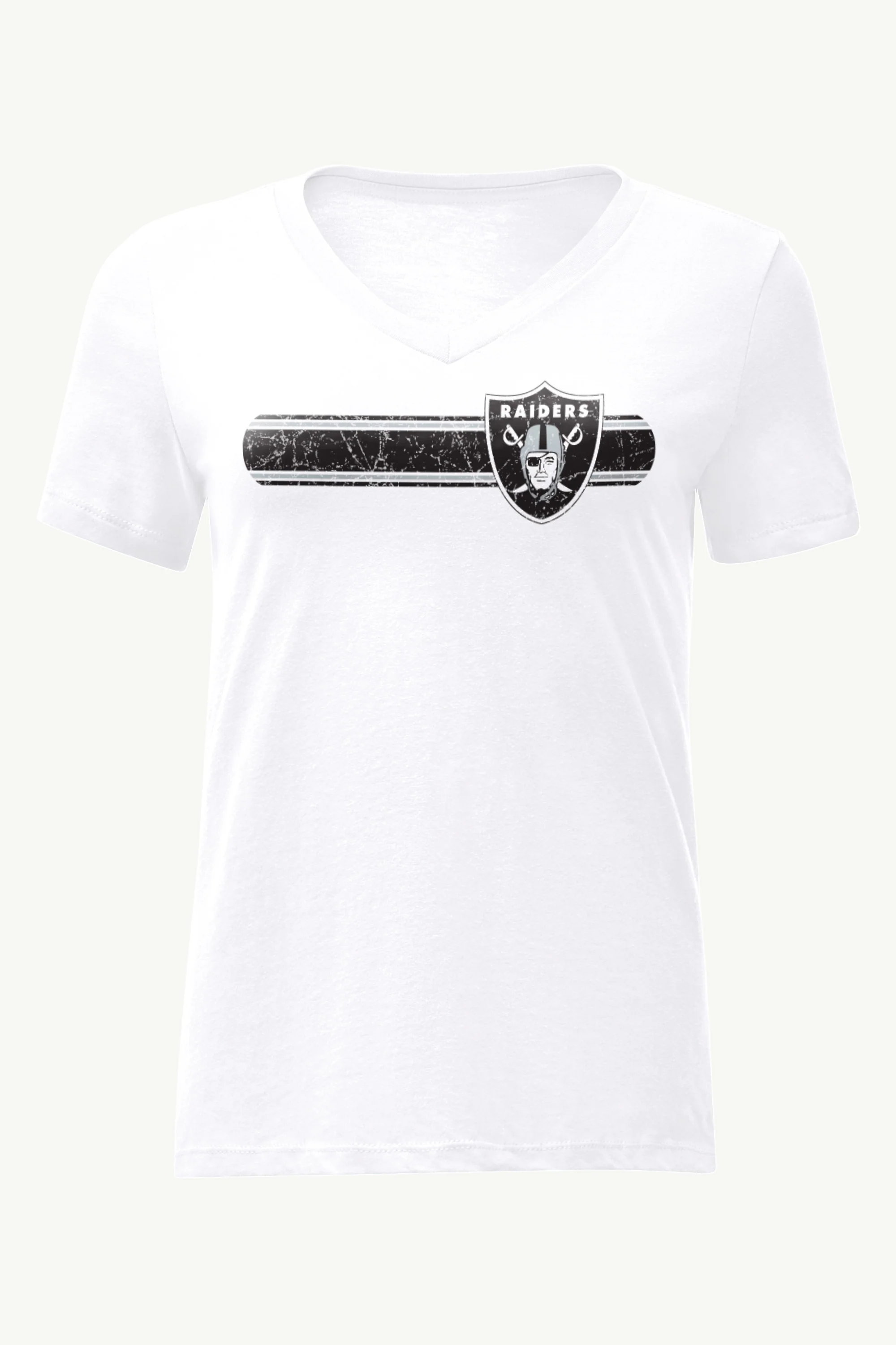 WOMENS LAS VEGAS RAIDERS STRIPE V-NECK T SHIRT