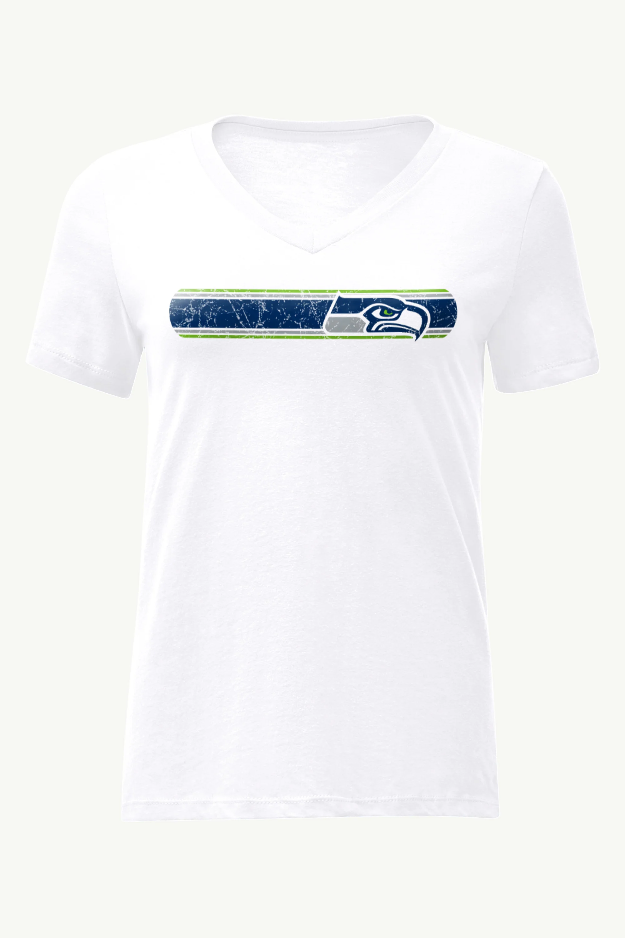 WOMENS SEATTLE SEAHAWKS STRIPE V-NECK T SHIRT