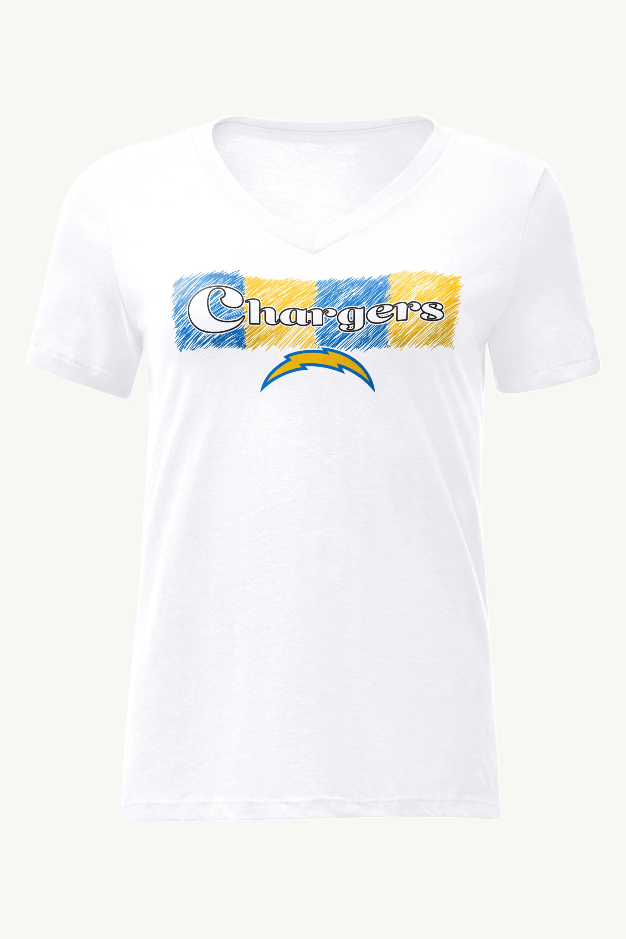WOMENS LOS ANGELES CHARGERS COLOR SHADING V-NECK T SHIRT