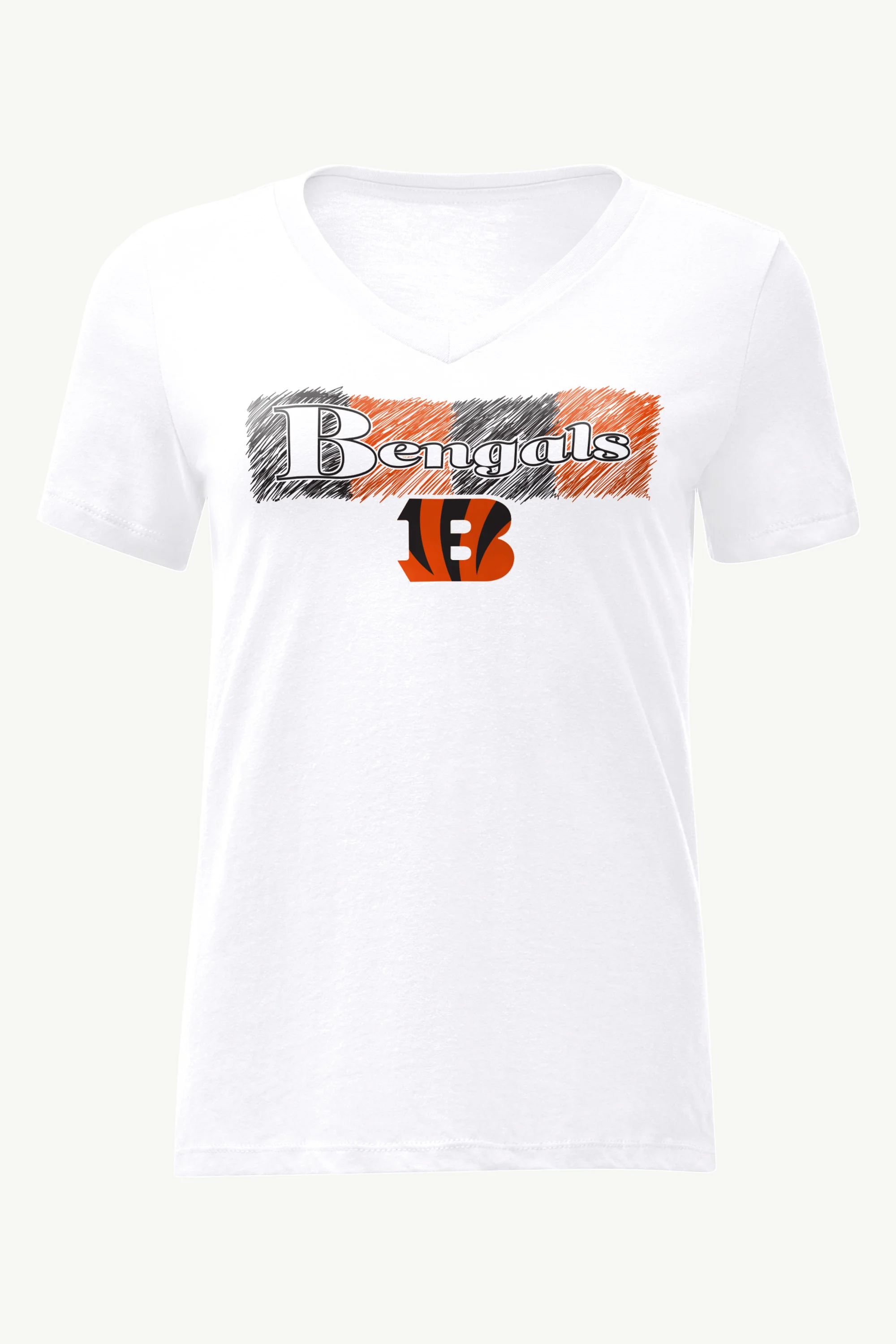 WOMENS CINCINATI BENGALS COLOR SHADING V-NECK T SHIRT