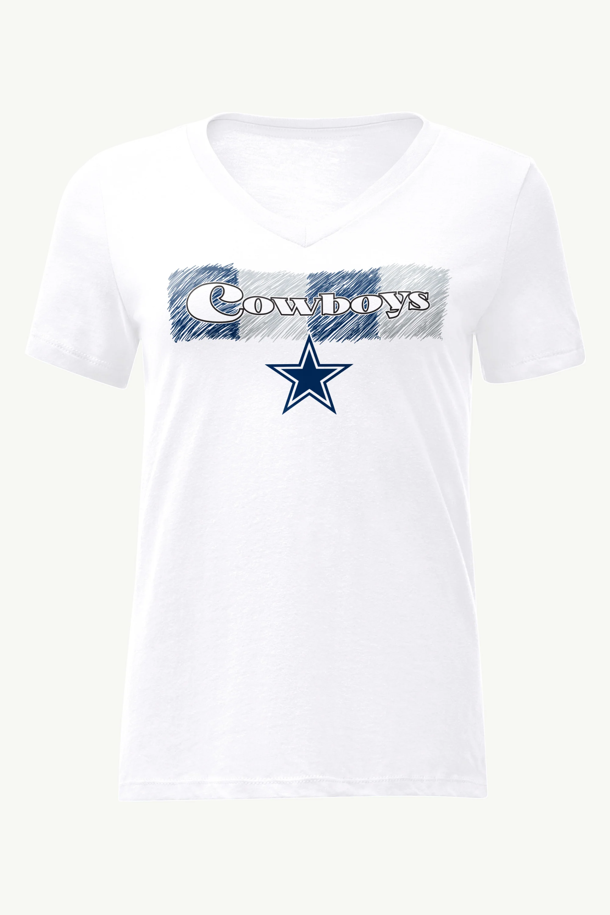 WOMENS DALLAS COWBOYS COLOR SHADING V-NECK T SHIRT