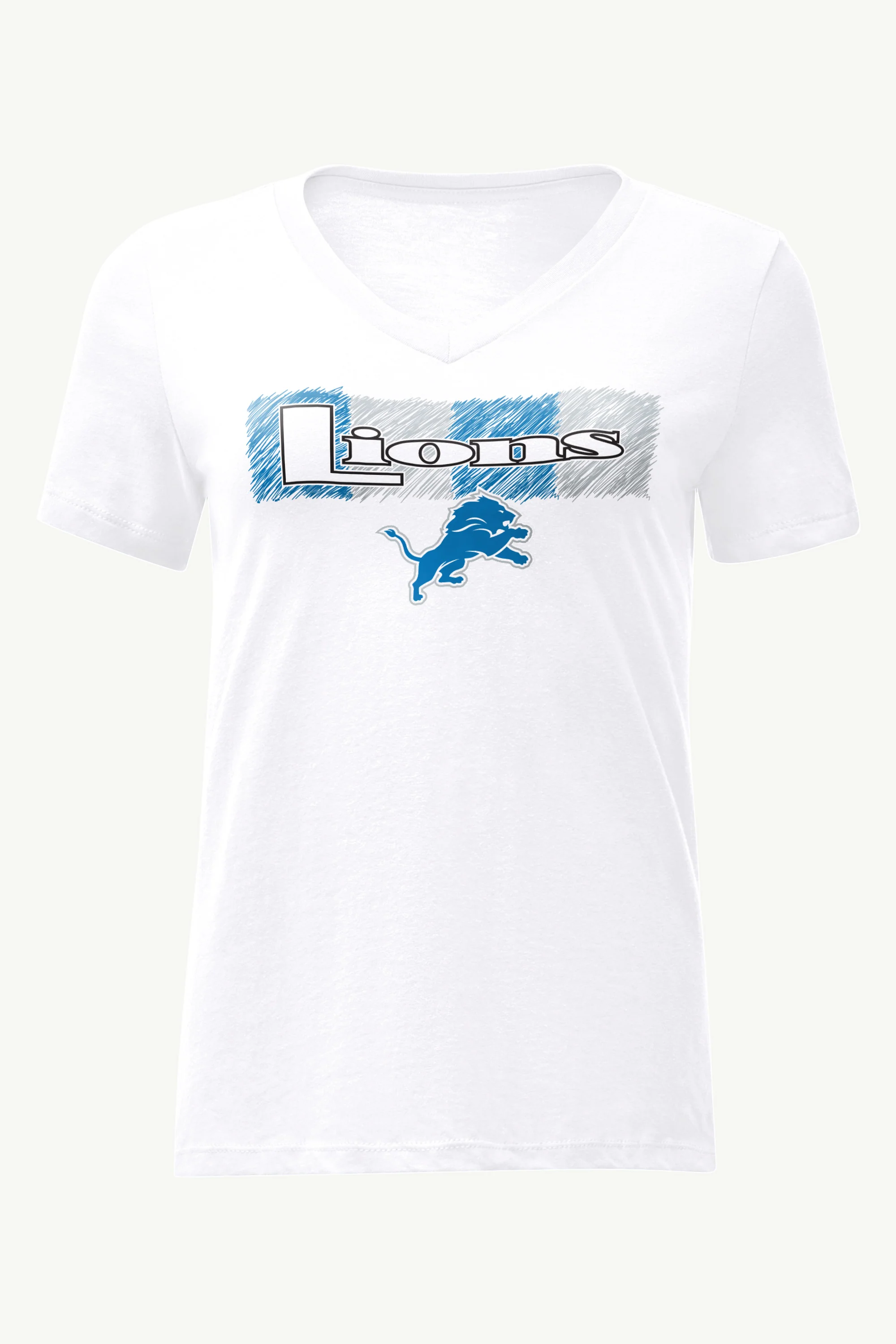 WOMENS DETROIT LIONS COLOR SHADING V-NECK T SHIRT