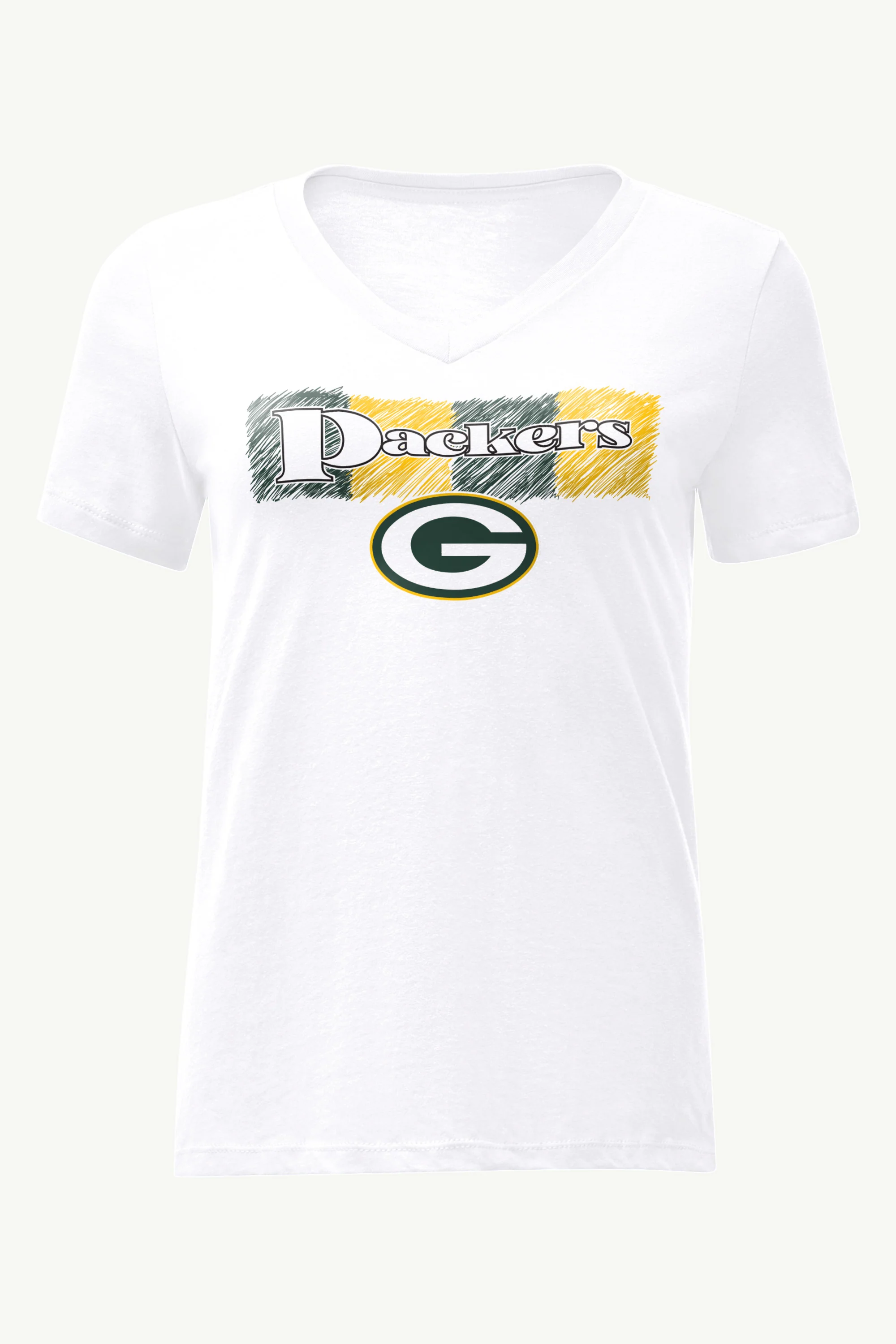 WOMENS GREEN BAY PACKERS COLOR SHADING V-NECK T SHIRT