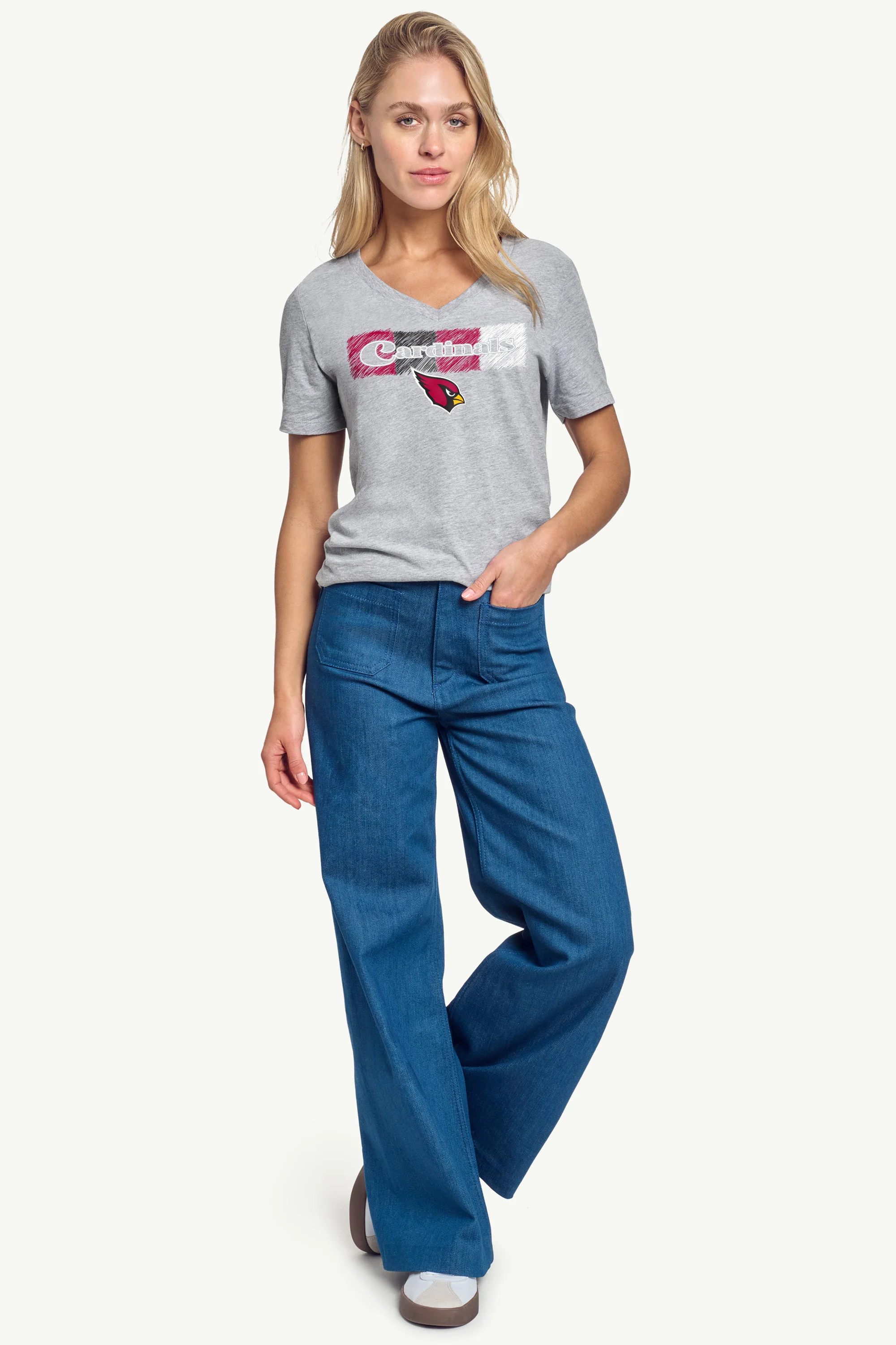WOMENS ARIZONA CARDINALS COLOR SHADING V-NECK T SHIRT - Image 2