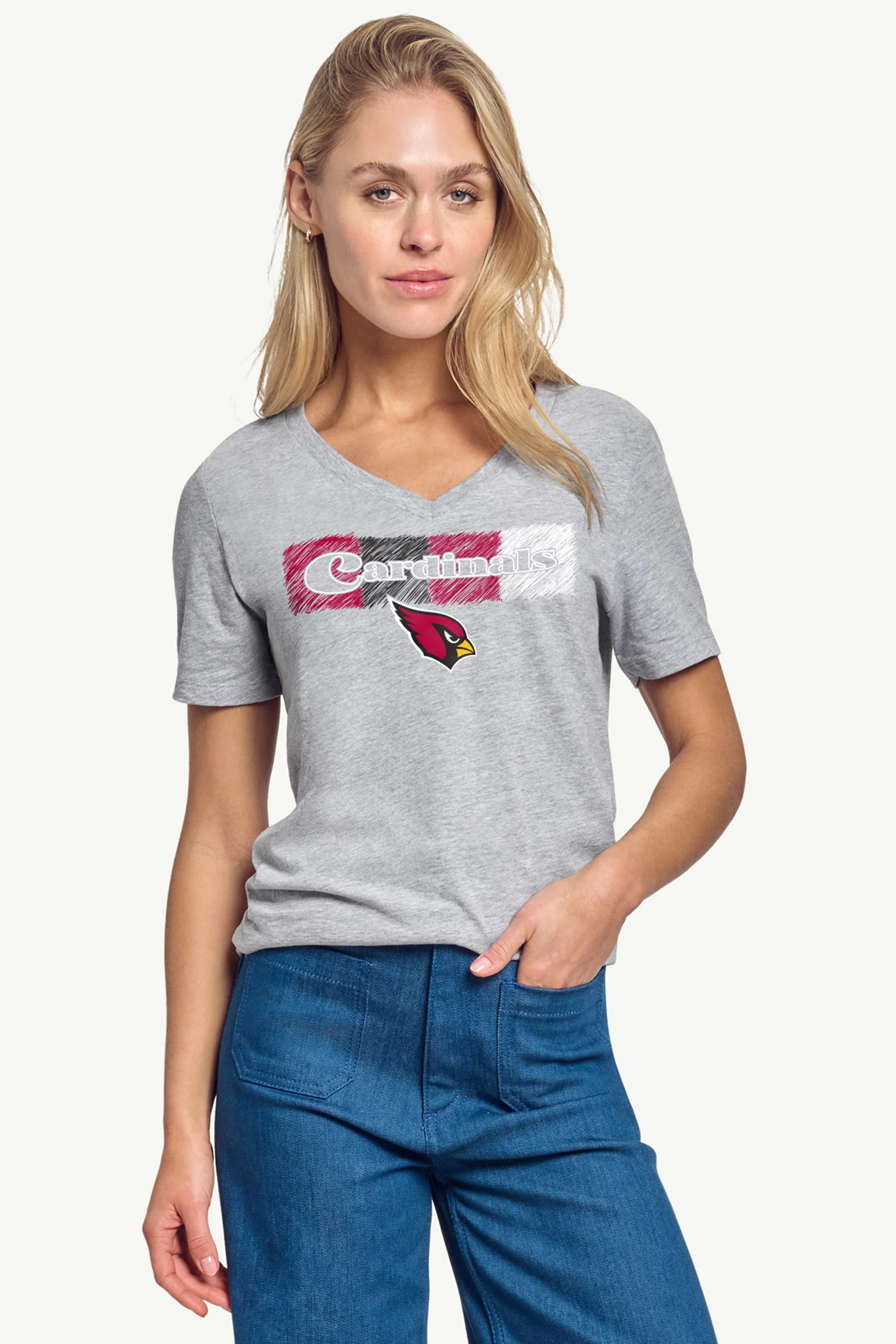 WOMENS ARIZONA CARDINALS COLOR SHADING V-NECK T SHIRT - Image 3