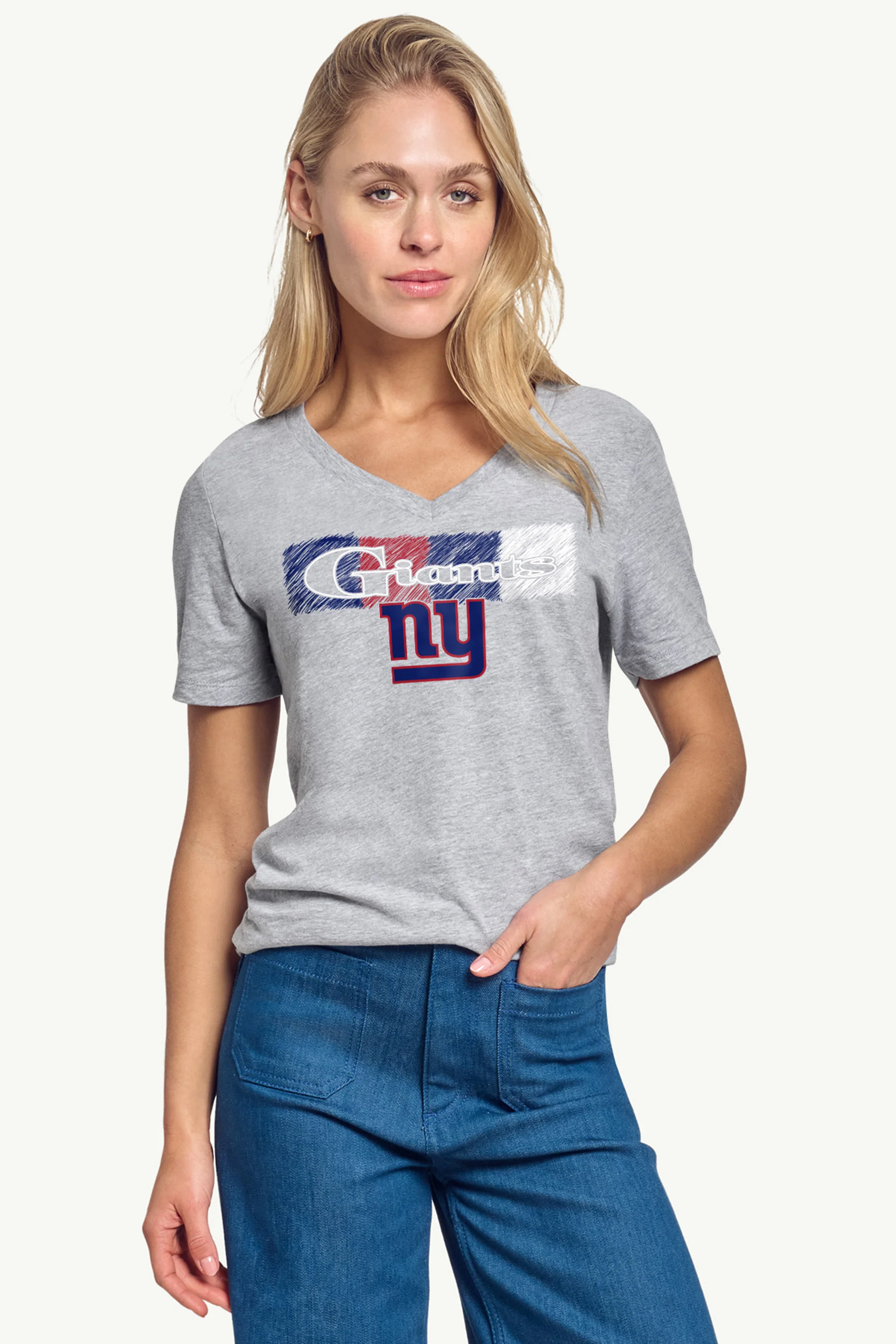 WOMENS NEW YORK GIANTS COLOR SHADING V-NECK T SHIRT - Image 3