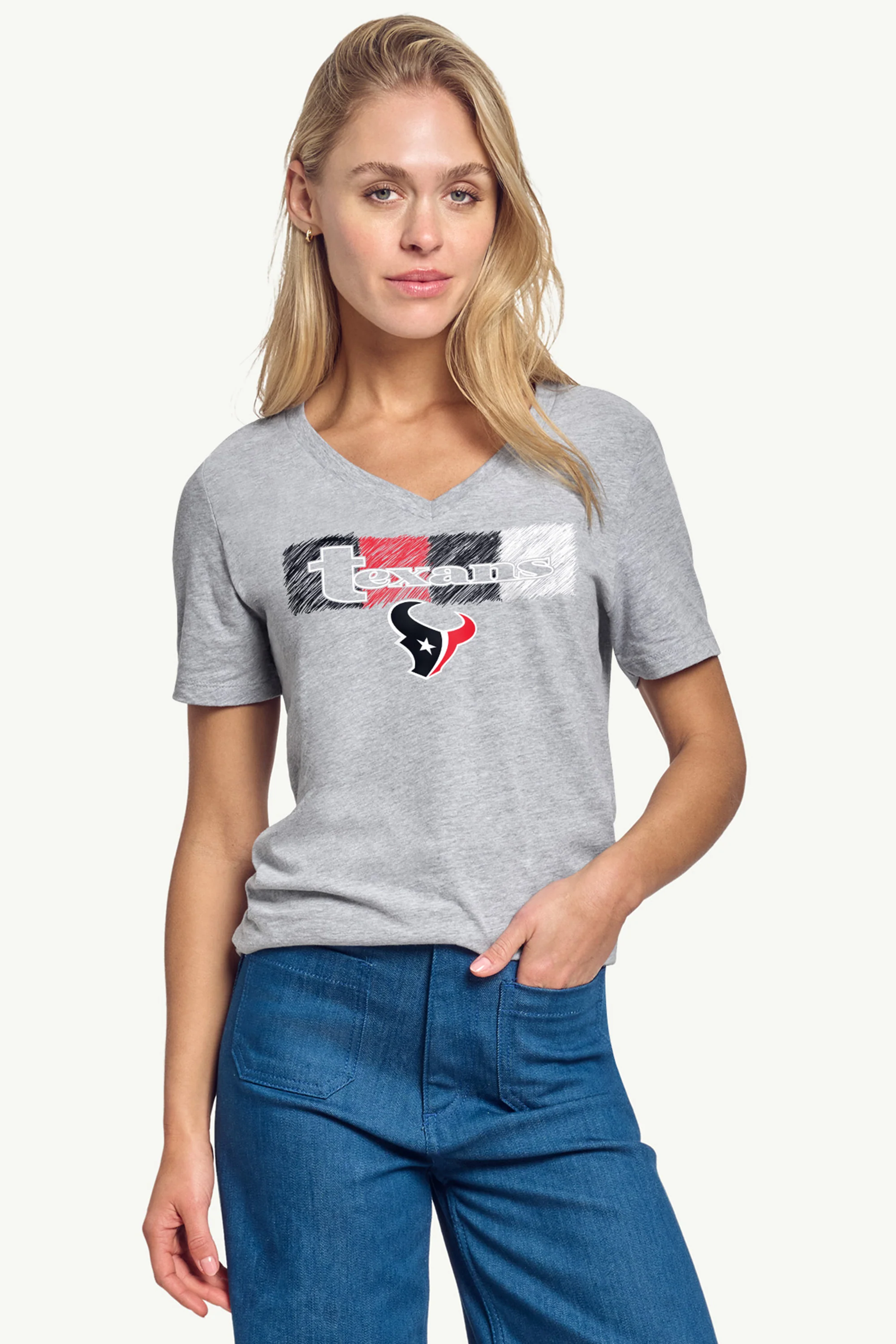 WOMENS HOUSTON TEXANS COLOR SHADING V-NECK T SHIRT - Image 3