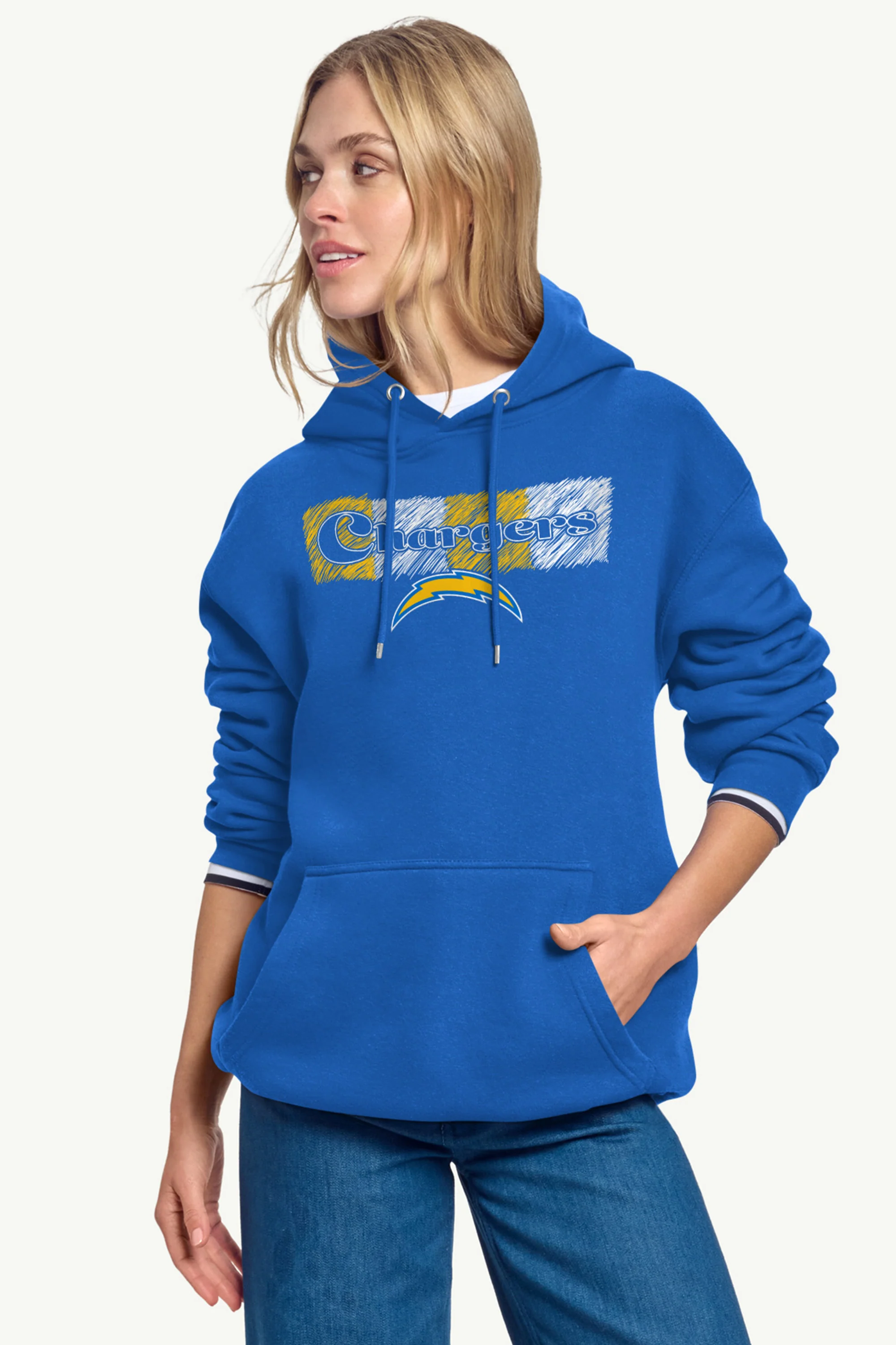 WOMENS LOS ANGELES CHARGERS COLOR SHADING HOODIE - Image 2