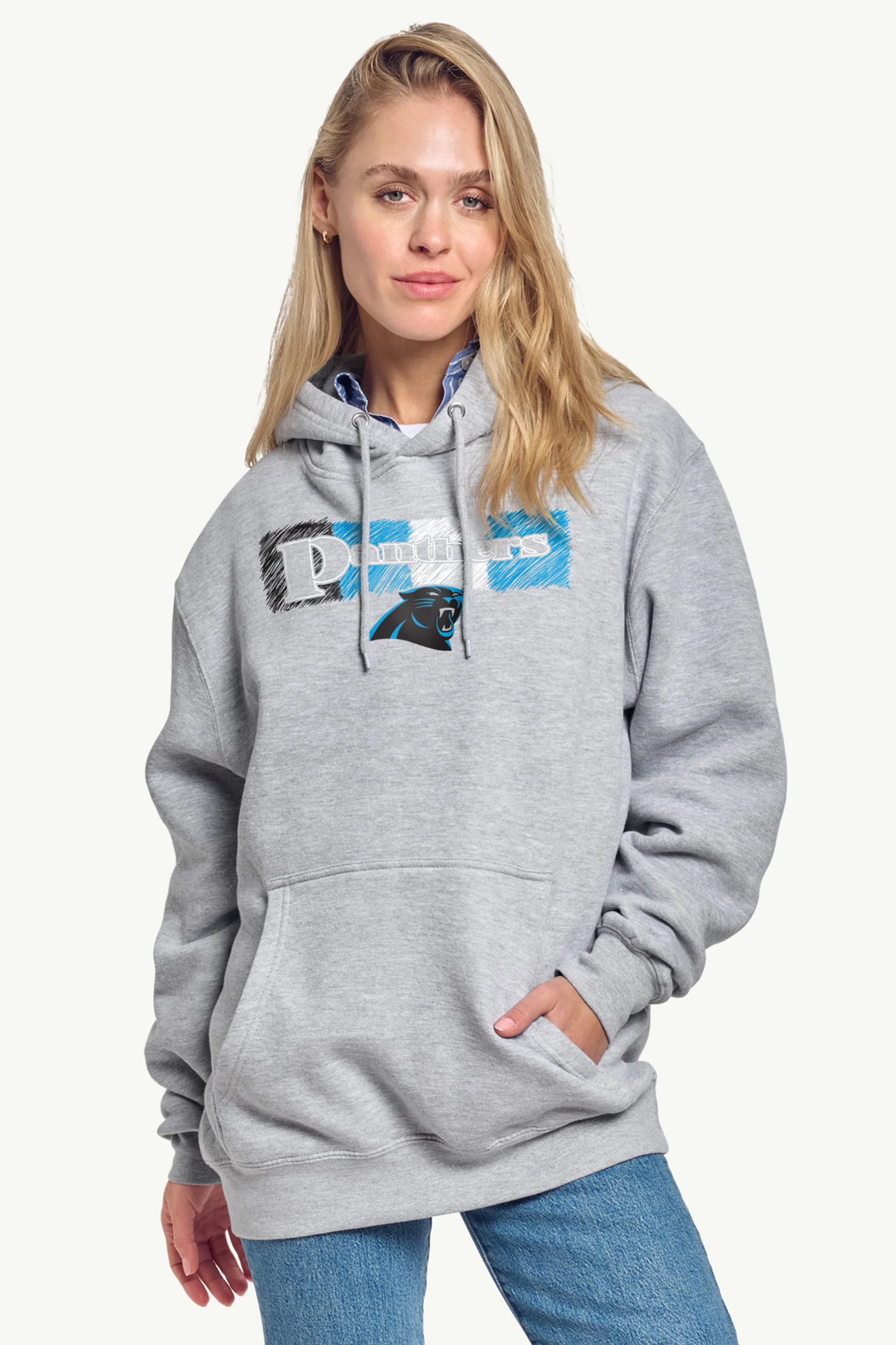 WOMENS CAROLINA PANTHERS COLOR SHADING HOODIE - Image 2