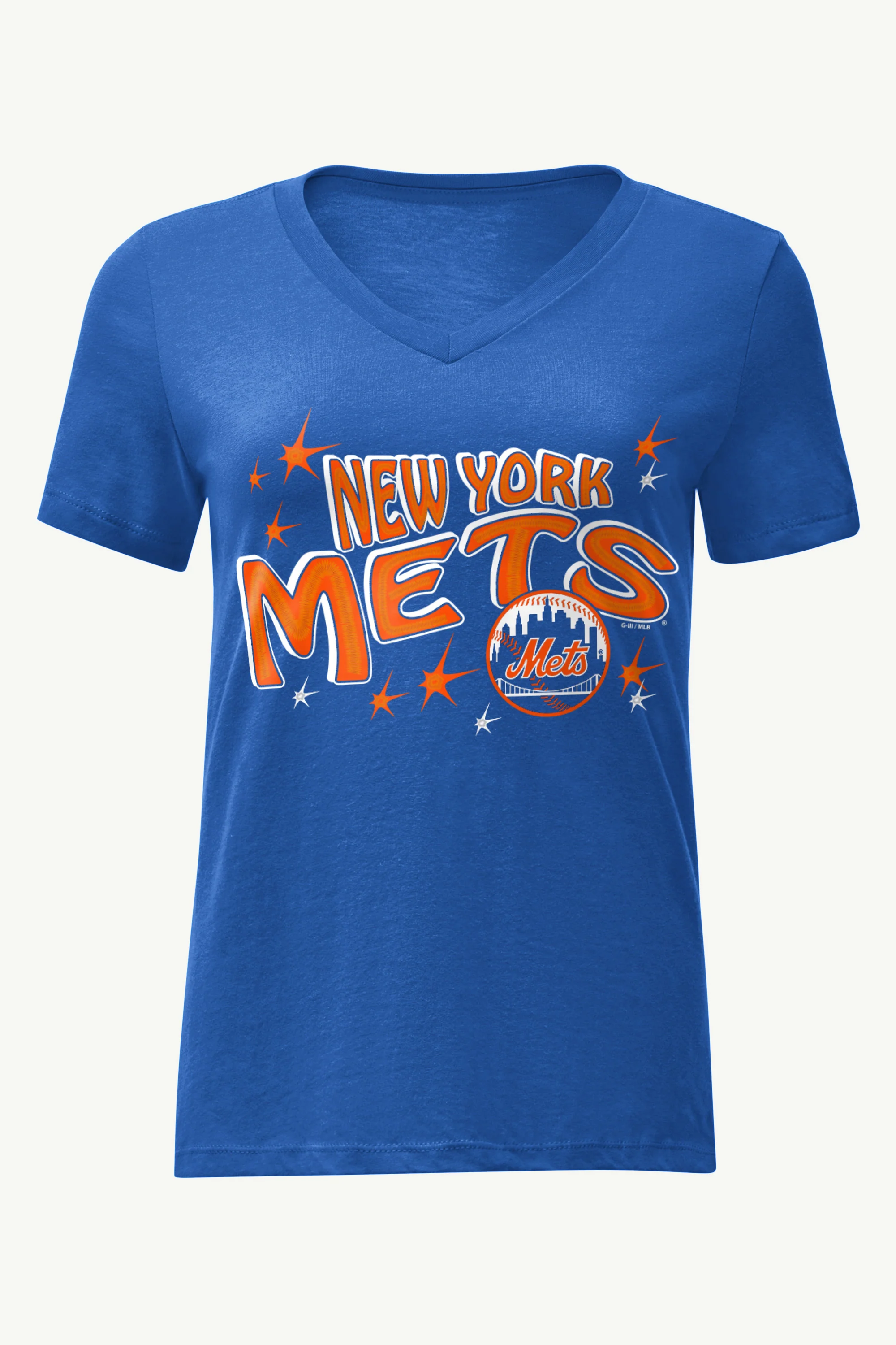 WOMENS NEW YORK METS FIREWORKS V NECK T SHIRT