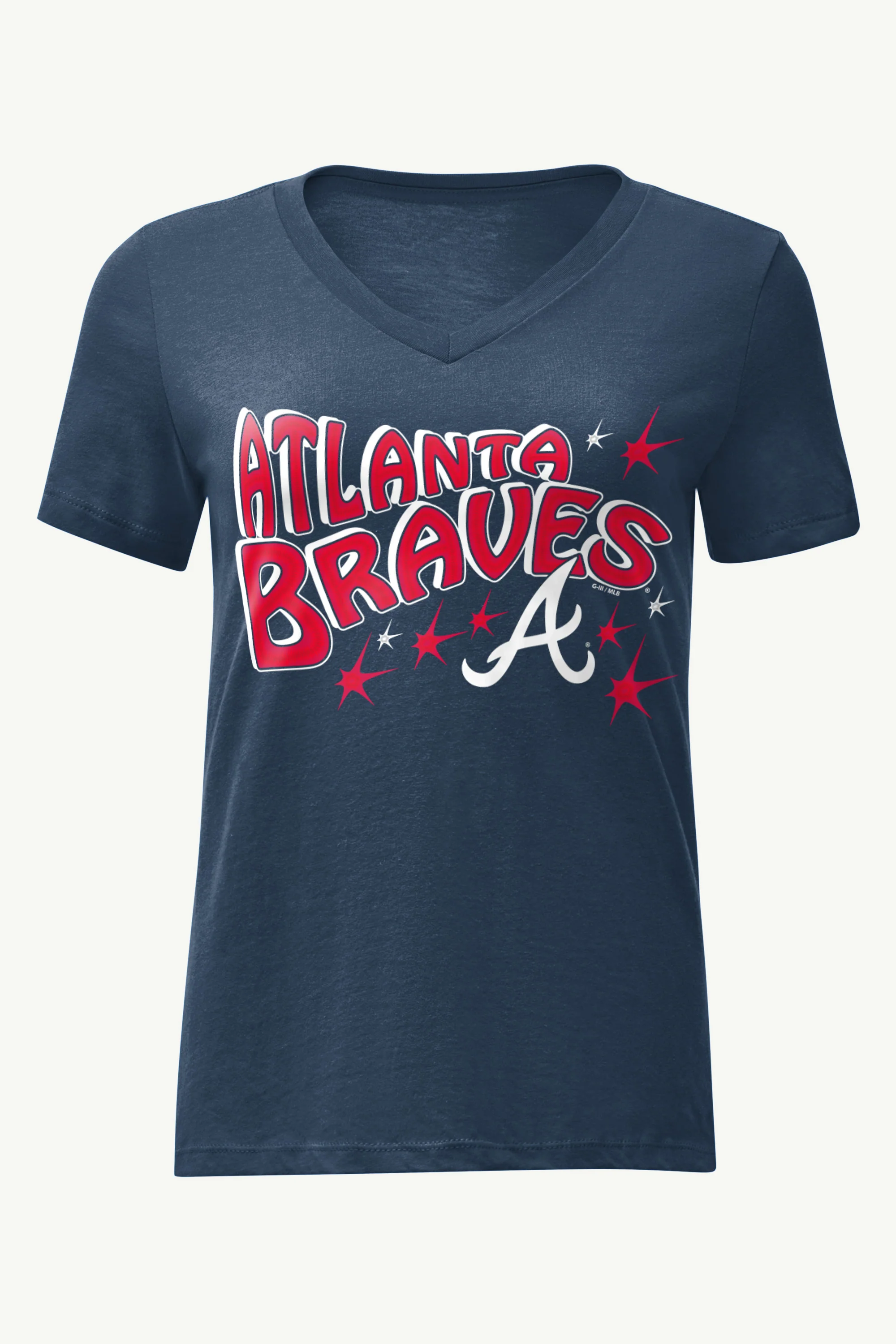 WOMENS ATLANTA BRAVES FIREWORKS V NECK T SHIRT