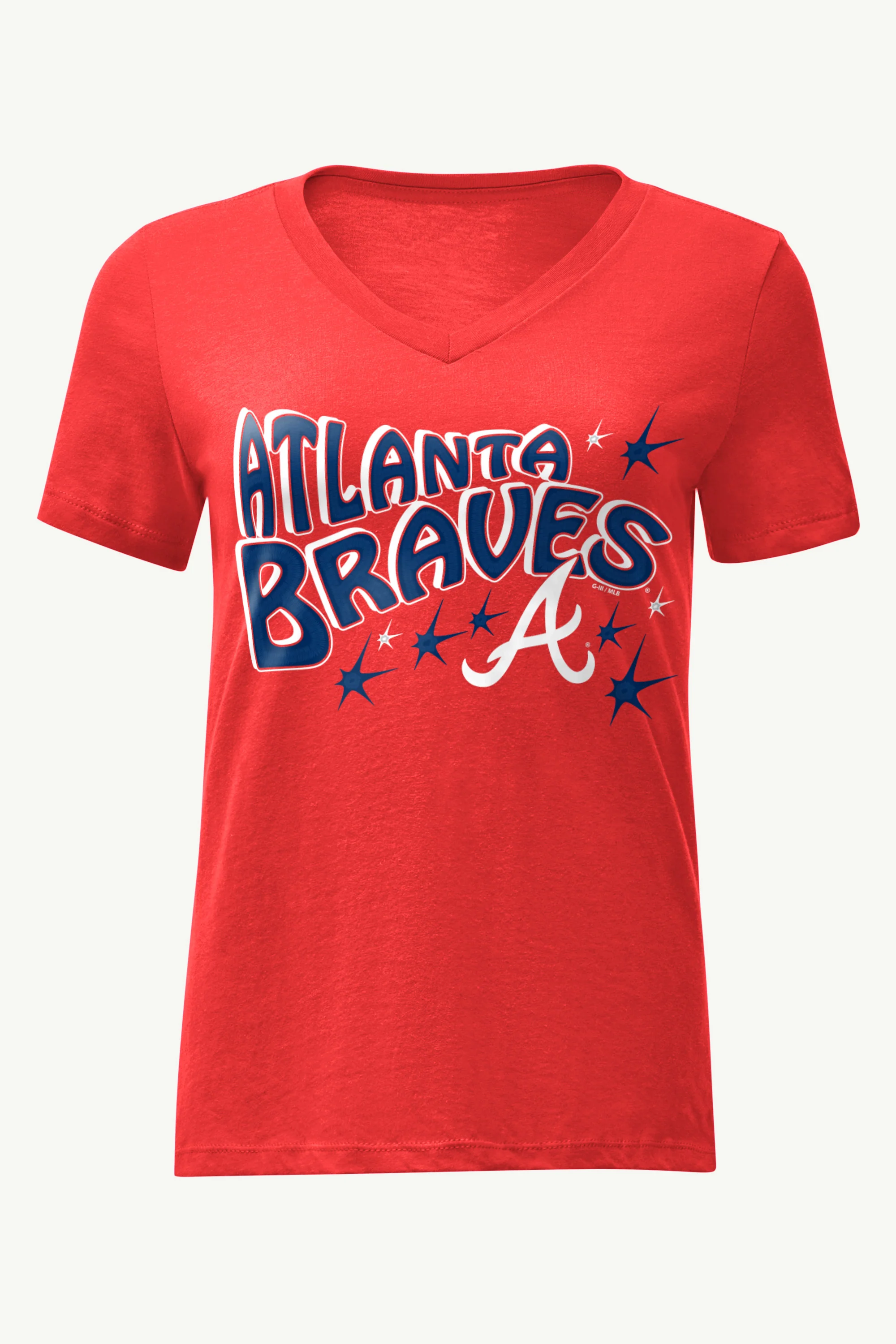 WOMENS ATLANTA BRAVES FIREWORKS V NECK T SHIRT