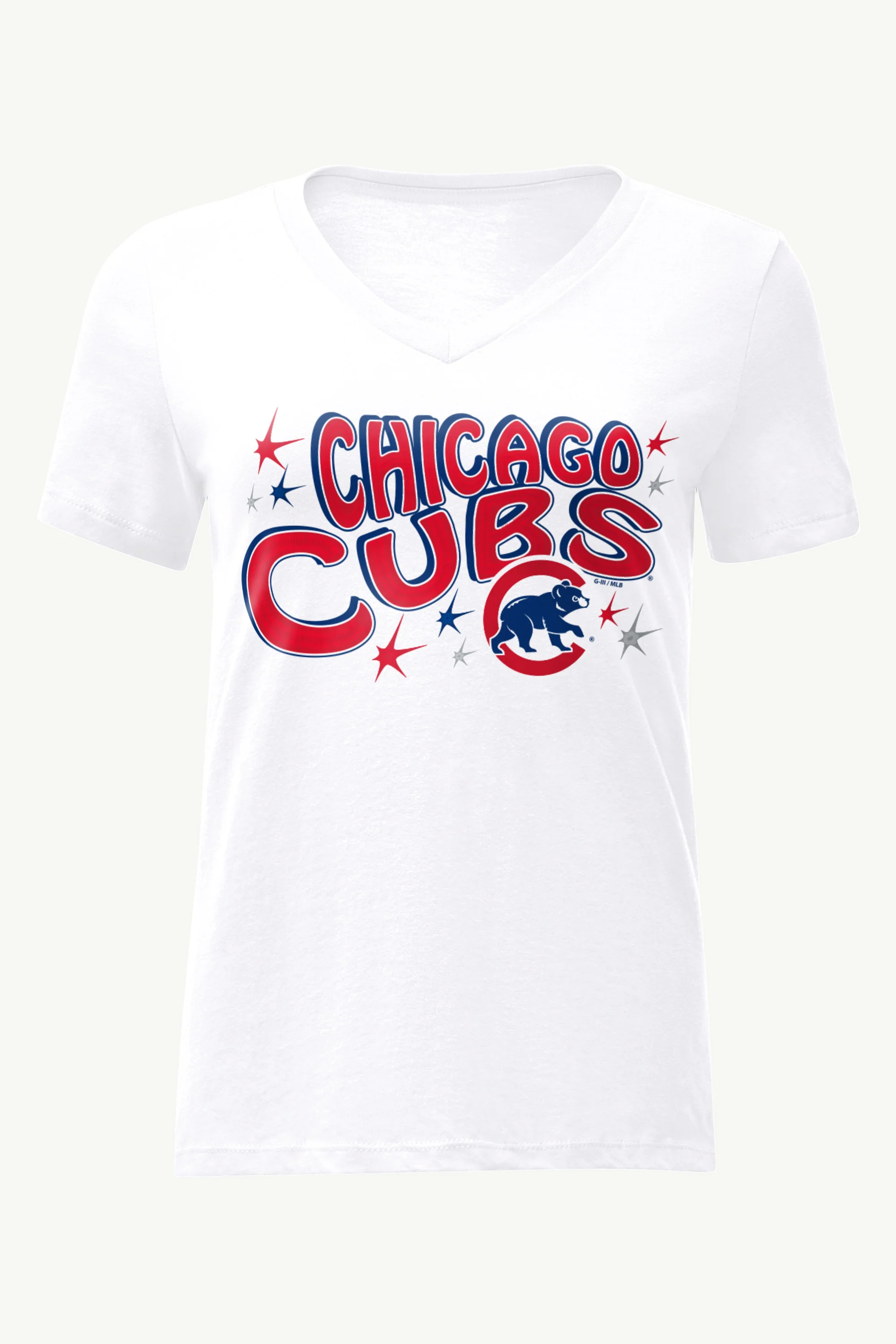 WOMENS CHICAGO CUBS FIREWORKS V NECK T SHIRT