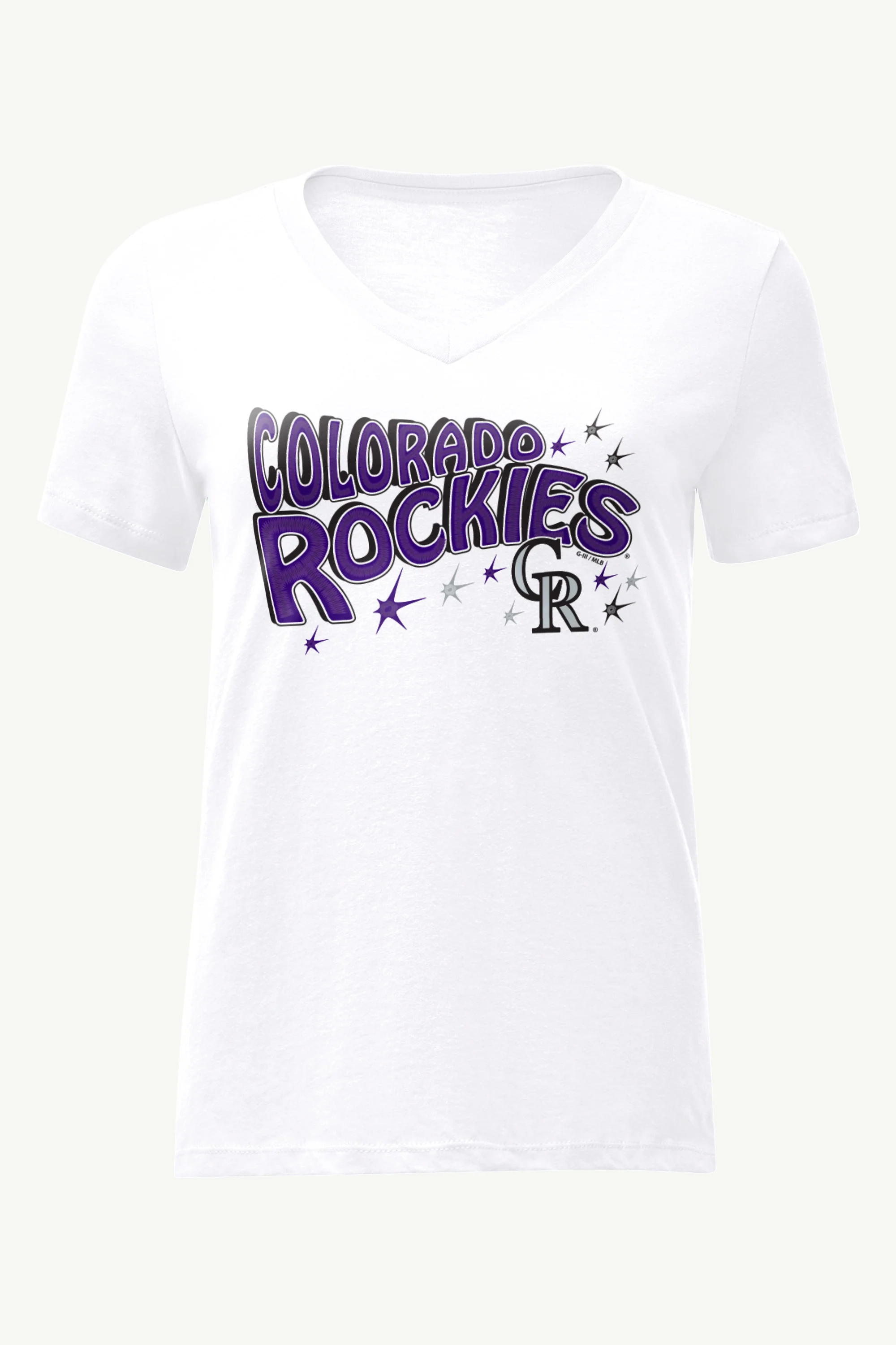 WOMENS COLORADO ROCKIES FIREWORKS V NECK T SHIRT