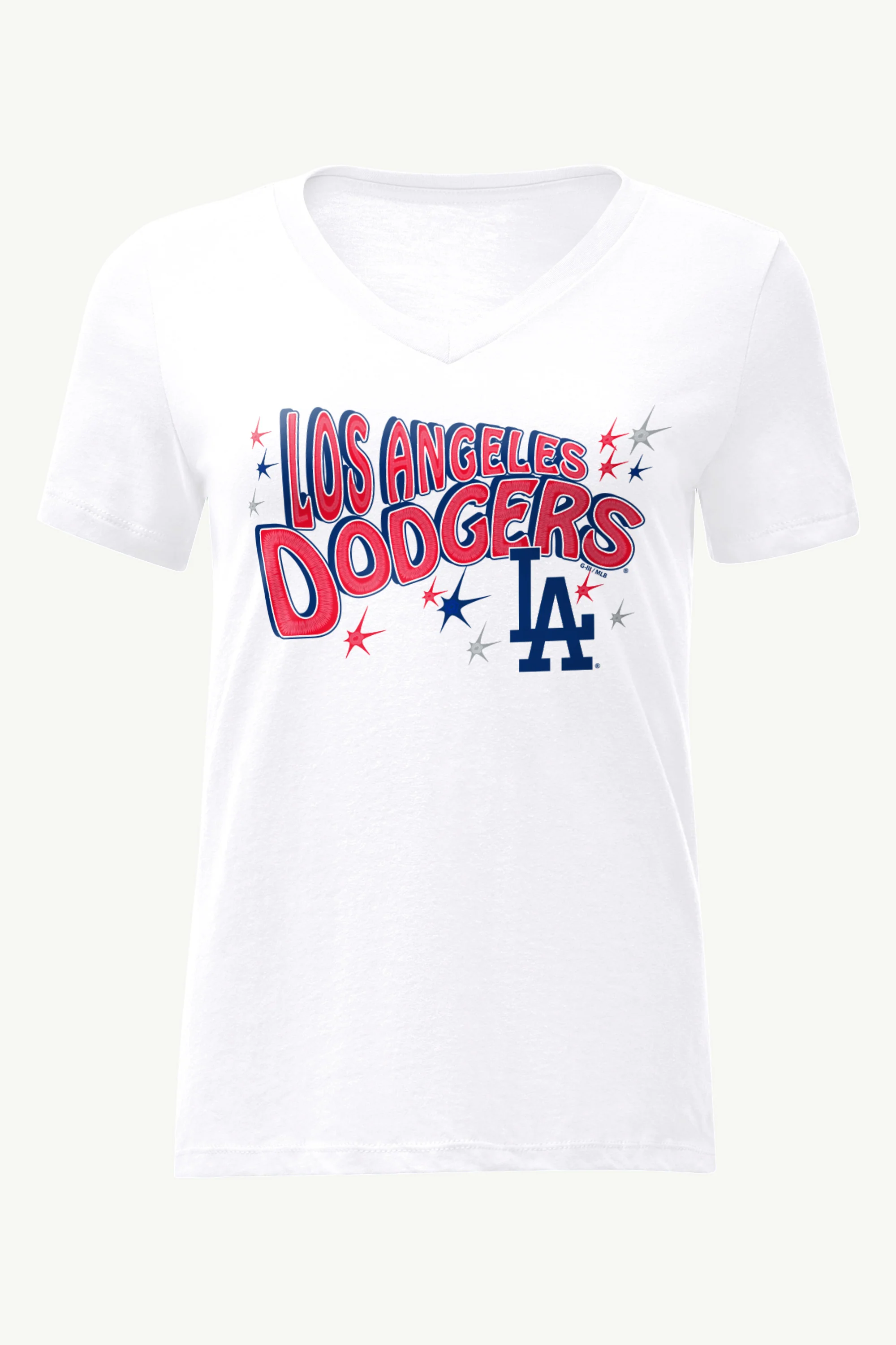 WOMENS LOS ANGELES DODGERS FIREWORKS V NECK T SHIRT - Image 4