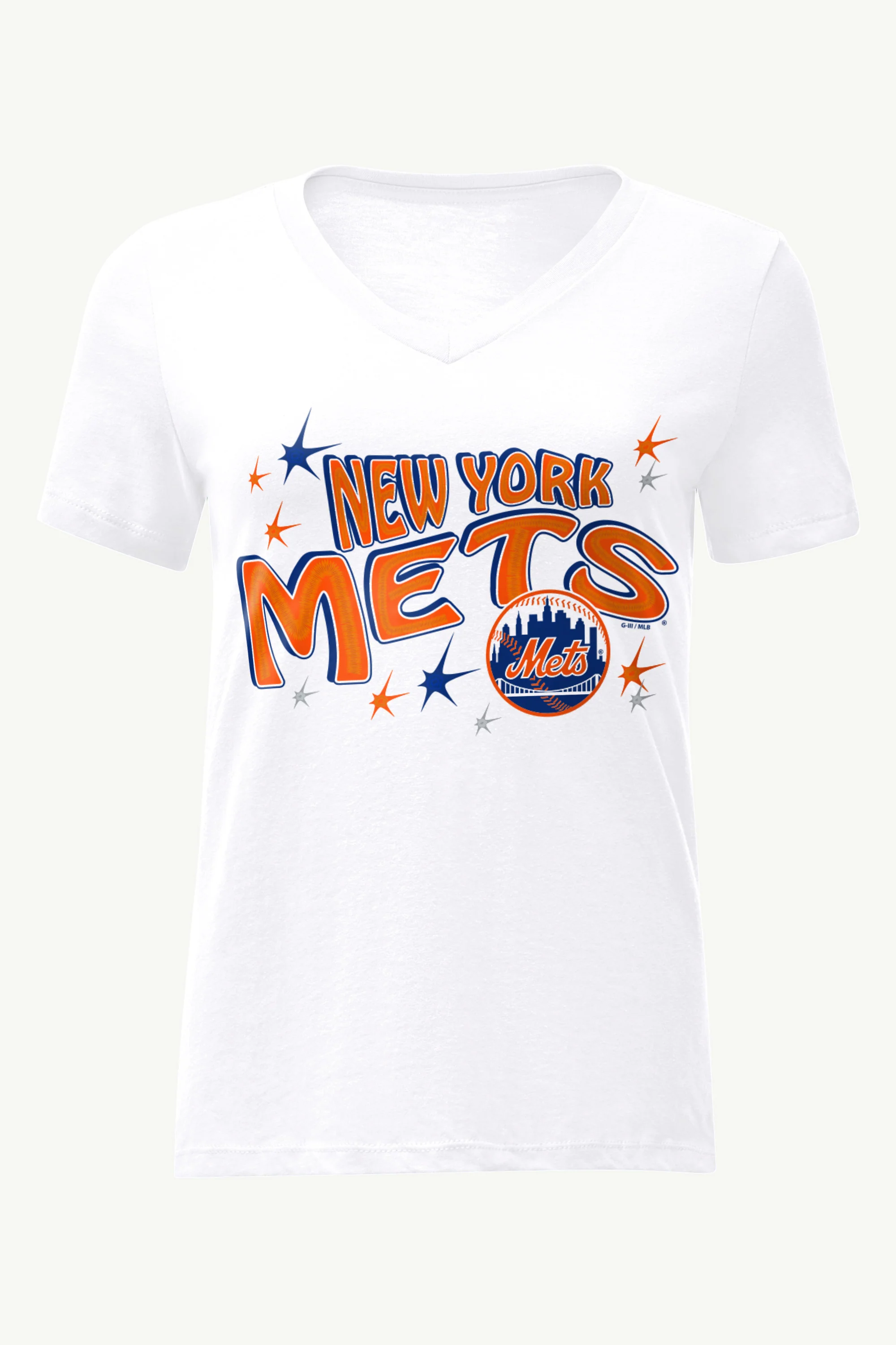 WOMENS NEW YORK METS FIREWORKS V NECK T SHIRT