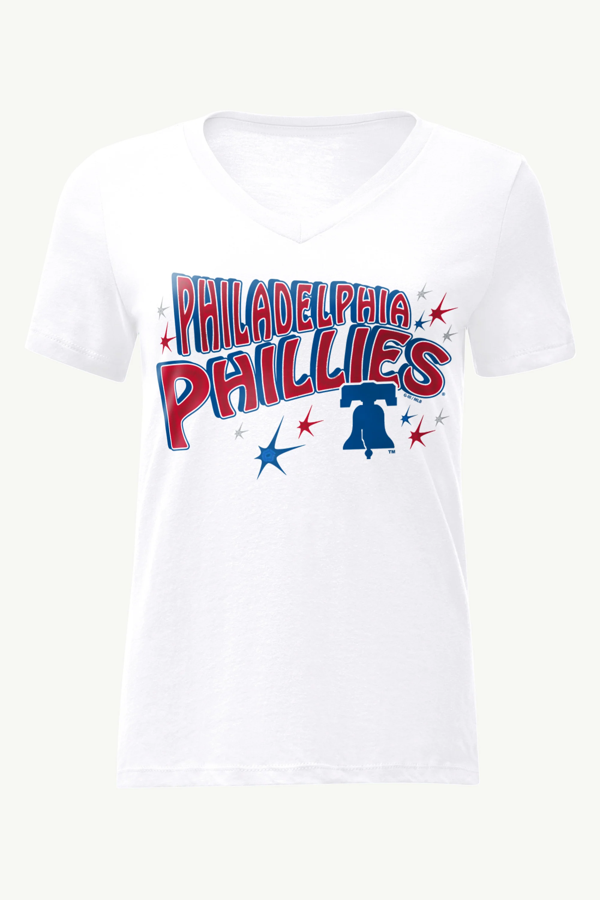 WOMENS PHILADELPHIA PHILLIES FIREWORKS V NECK T SHIRT - Image 4