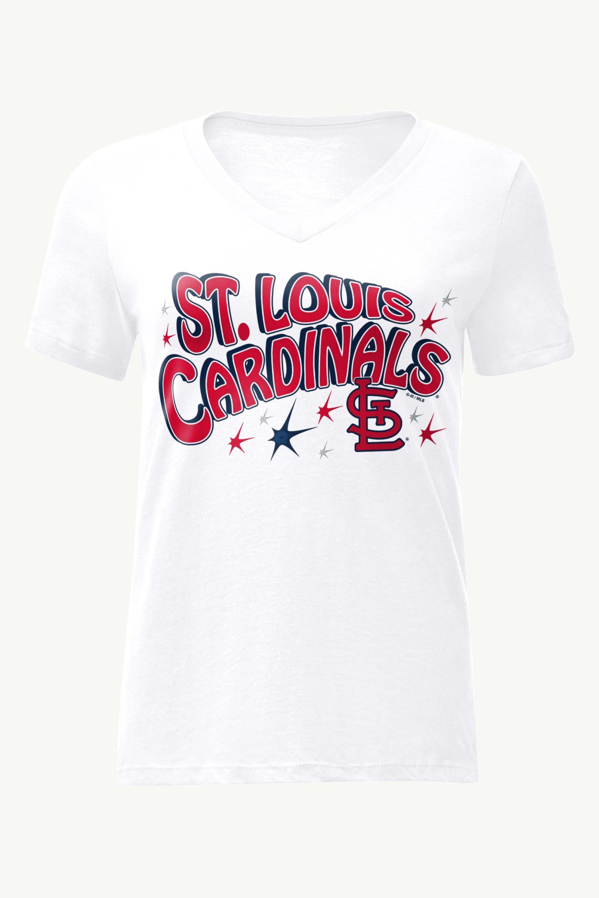 WOMENS ST LOUIS CARDINALS FIREWORKS V NECK T SHIRT