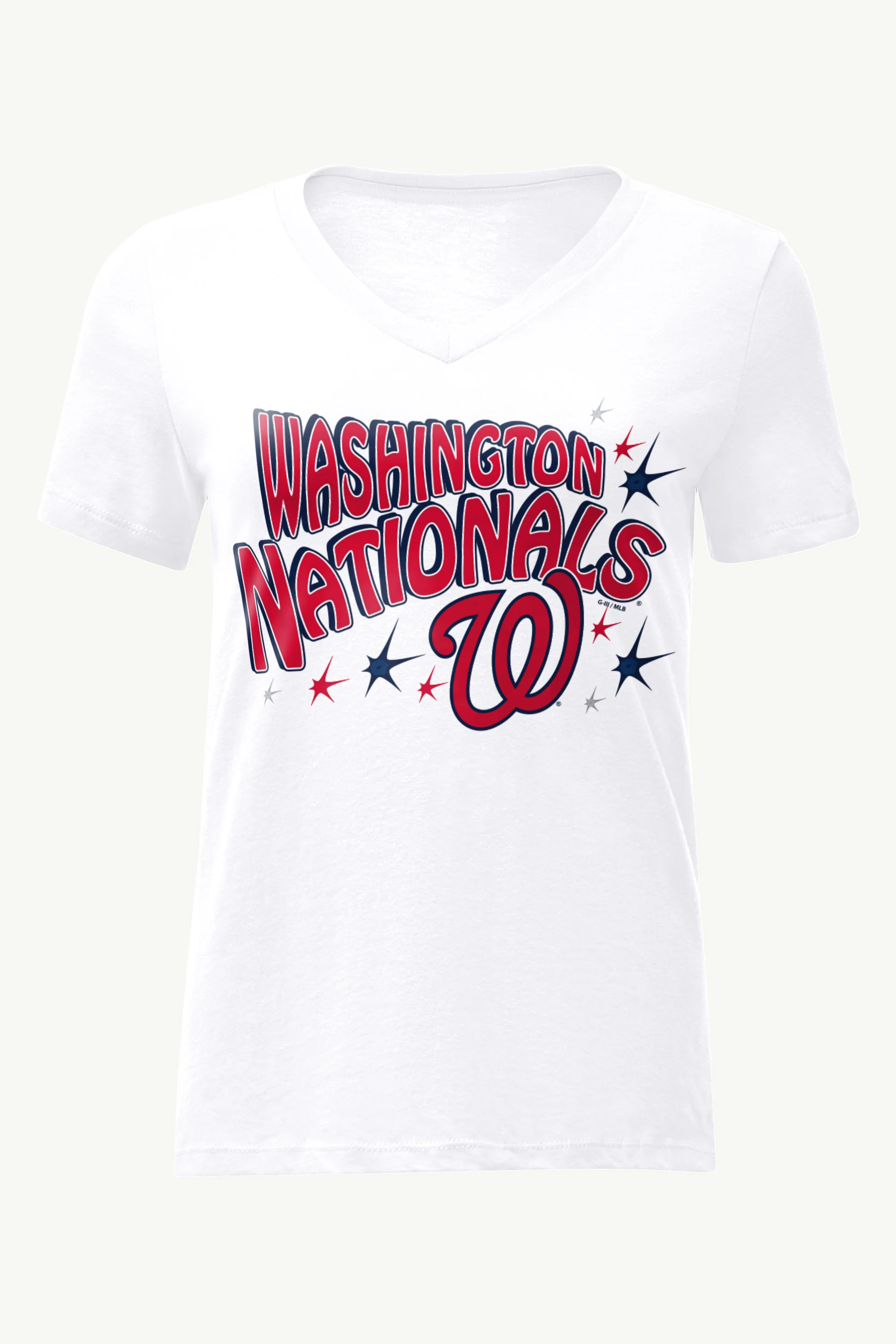 WOMENS WASHINGTON NATIONALS FIREWORKS V NECK T SHIRT