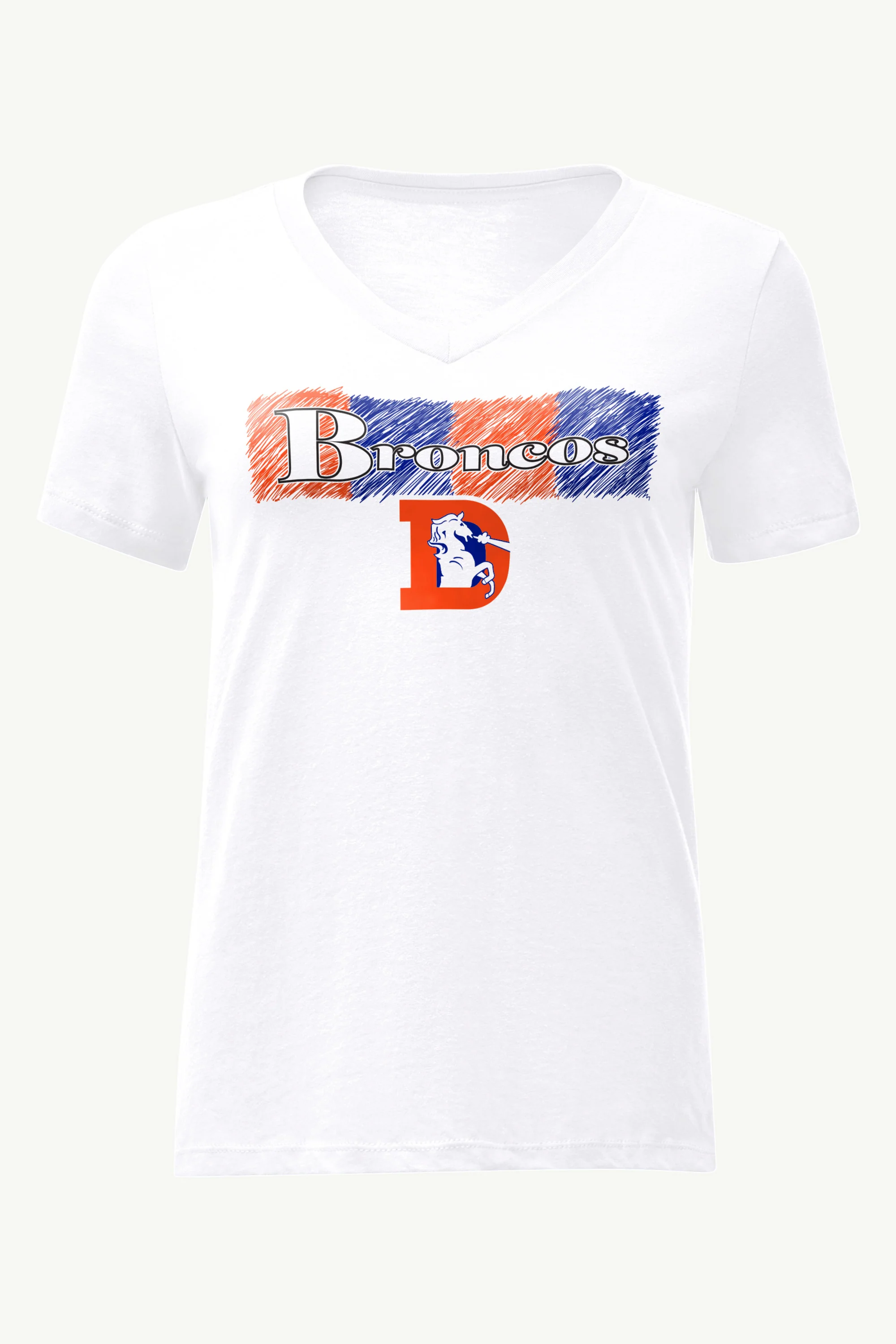 WOMENS DENVER BRONCOS COLOR SHADING V-NECK T SHIRT