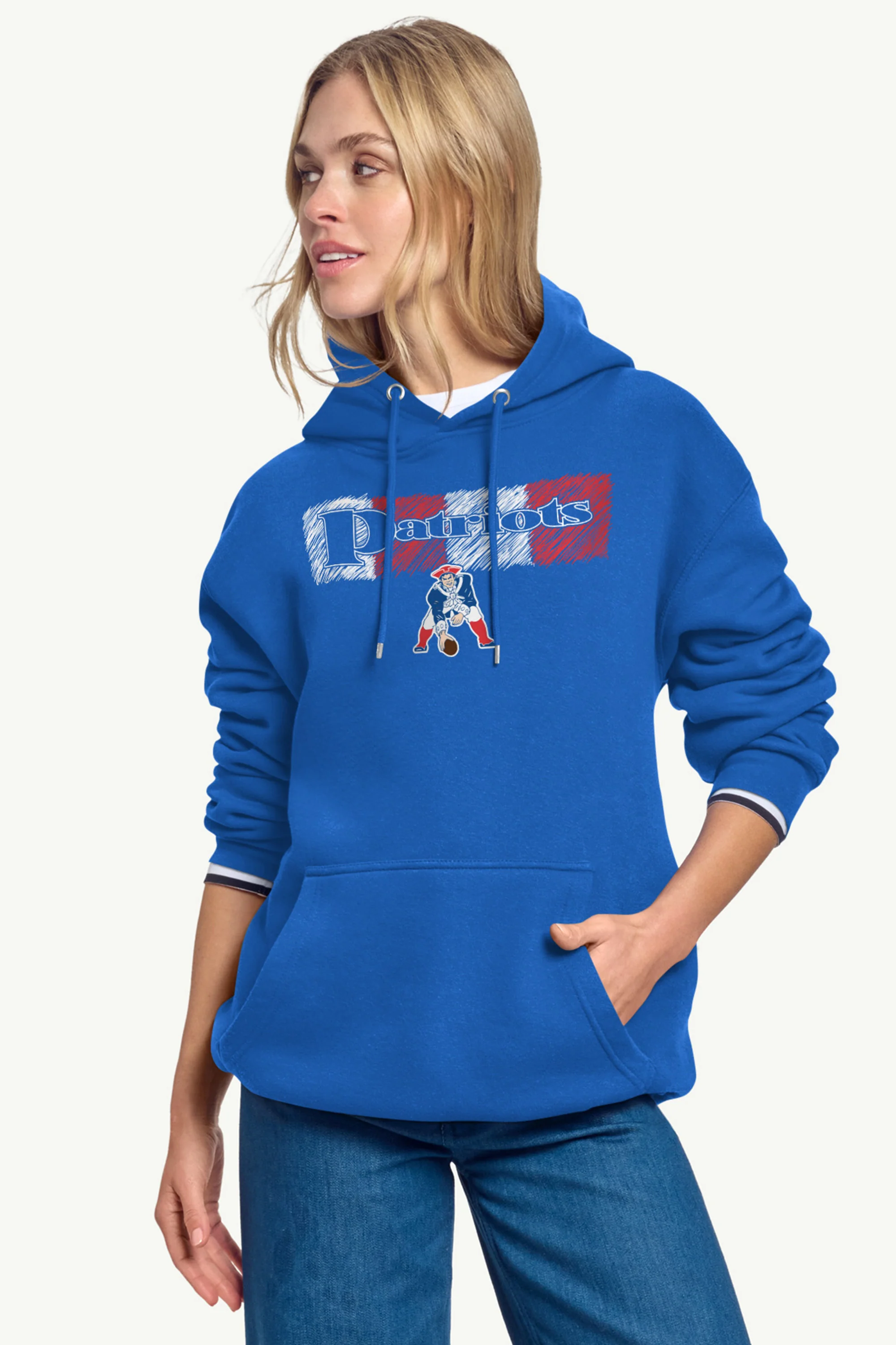 WOMENS NEW ENGLAND PATRIOTS COLOR SHADING HOODIE - Image 3