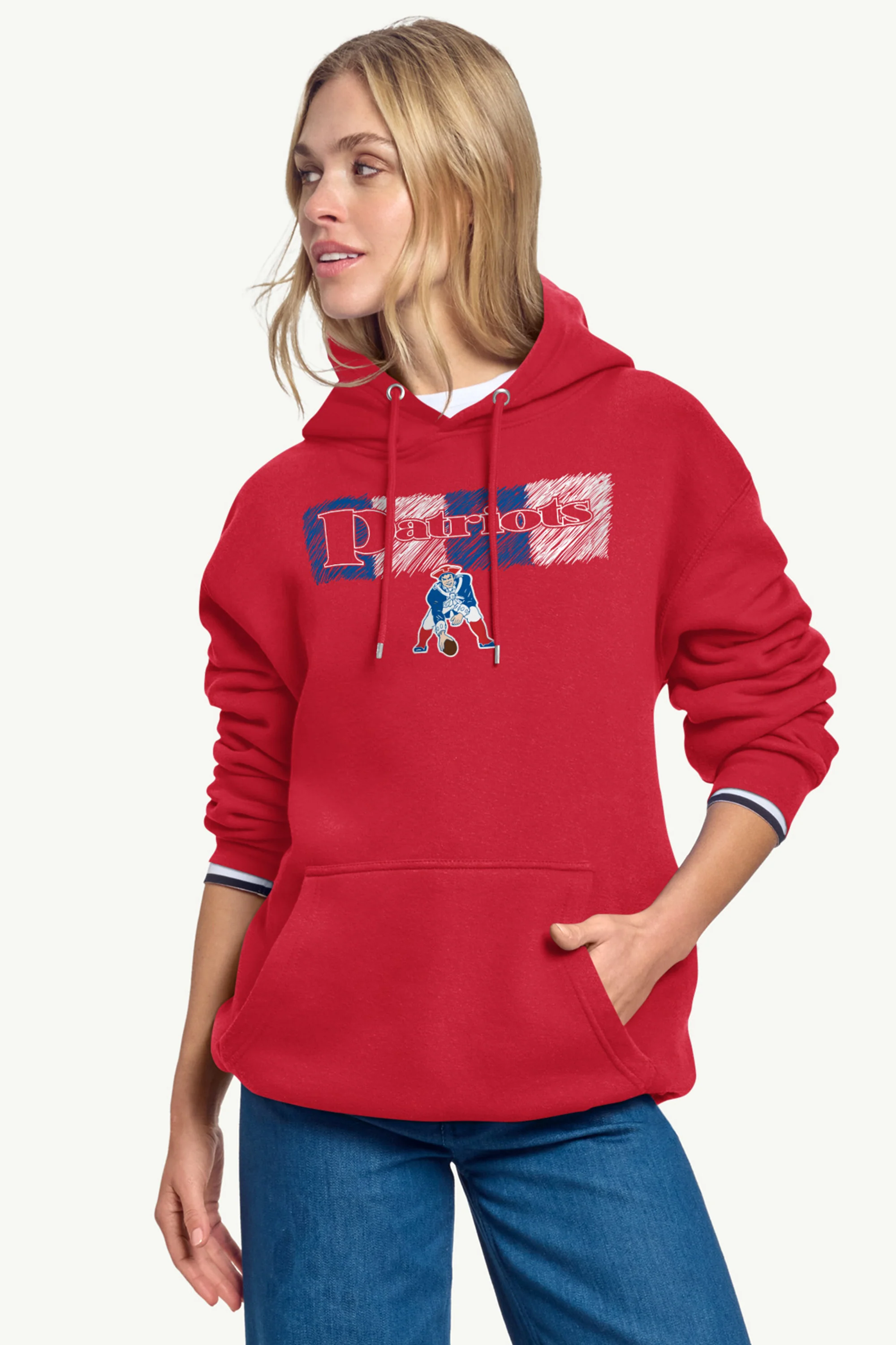 WOMENS NEW ENGLAND PATRIOTS COLOR SHADING HOODIE - Image 3